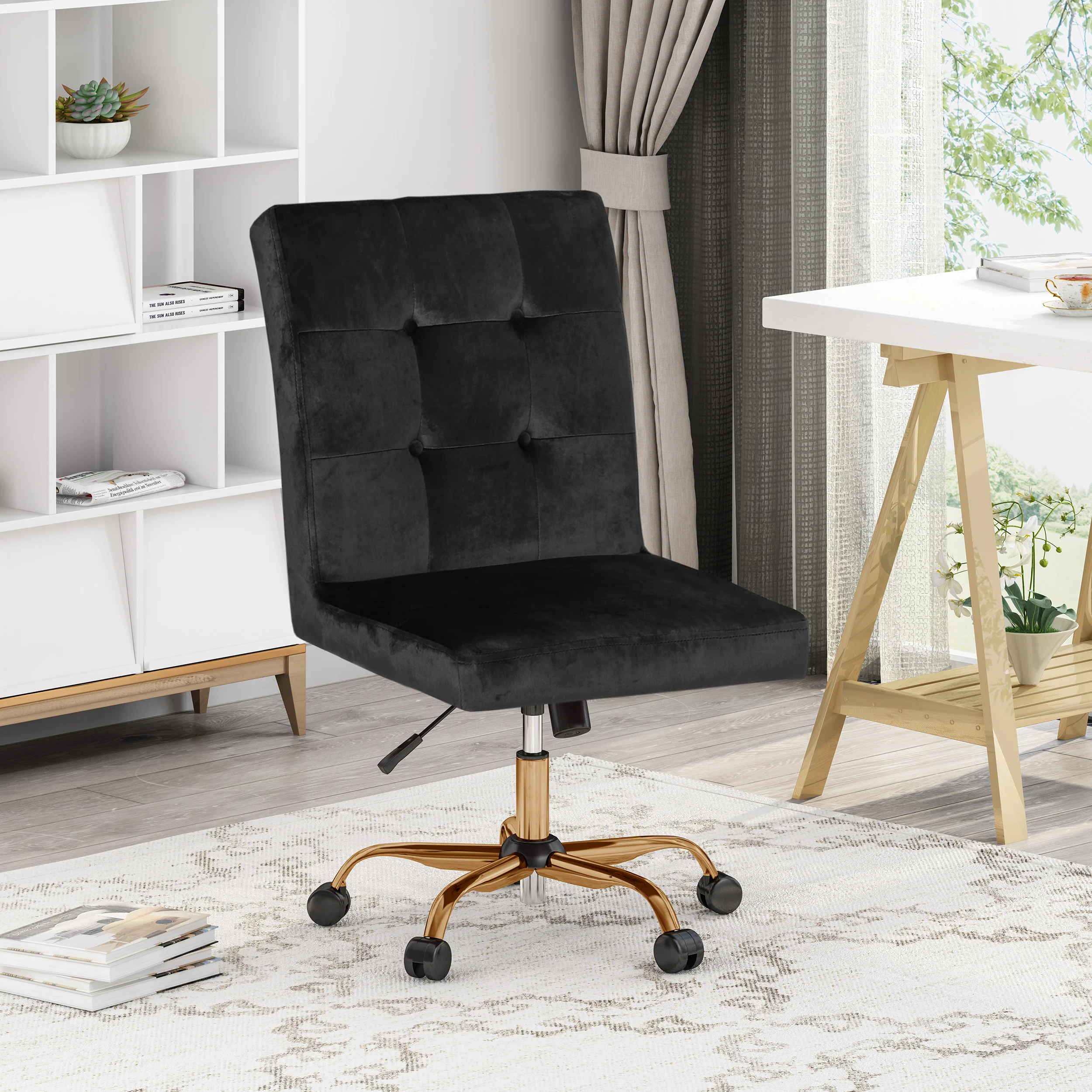 Theodore Glam Tufted Home Office Chair with Swivel Base - furnishings