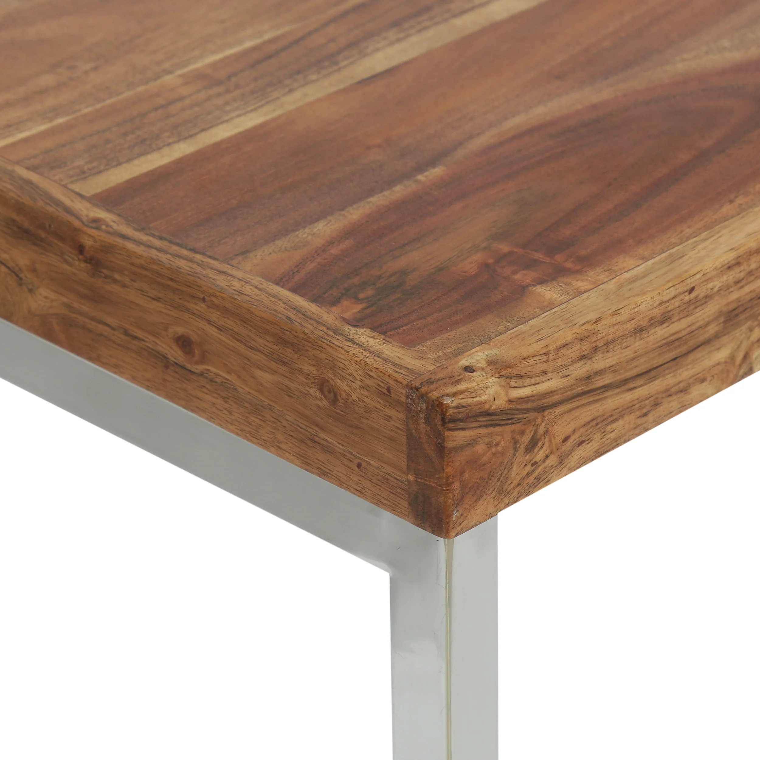 Alledonia Rustic Glam Handmade Acacia Wood Console Desk, Natural and Silver - furnishings