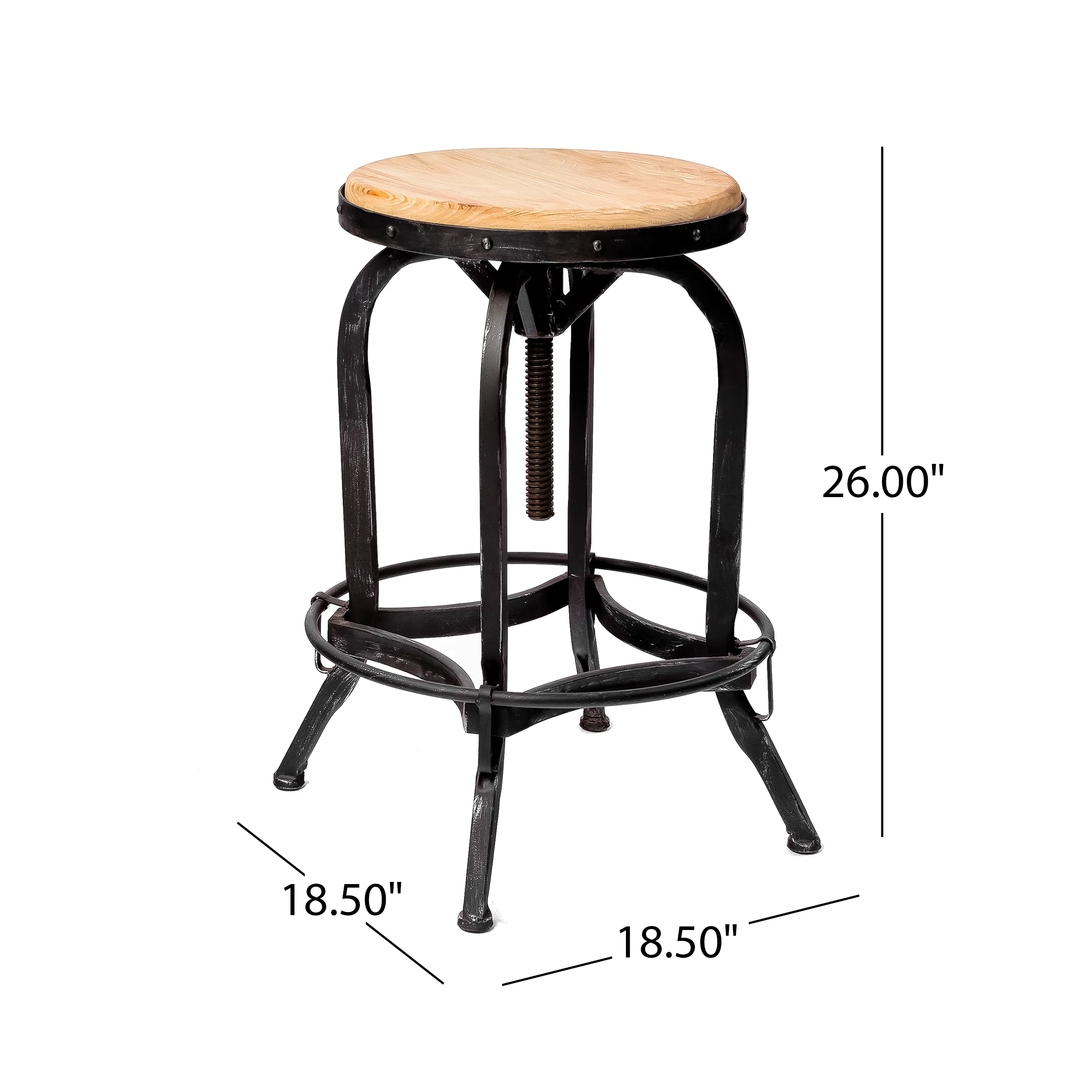 Dempsey Industrial Design Adjustable Height Swivel Seat Stool - furnishings