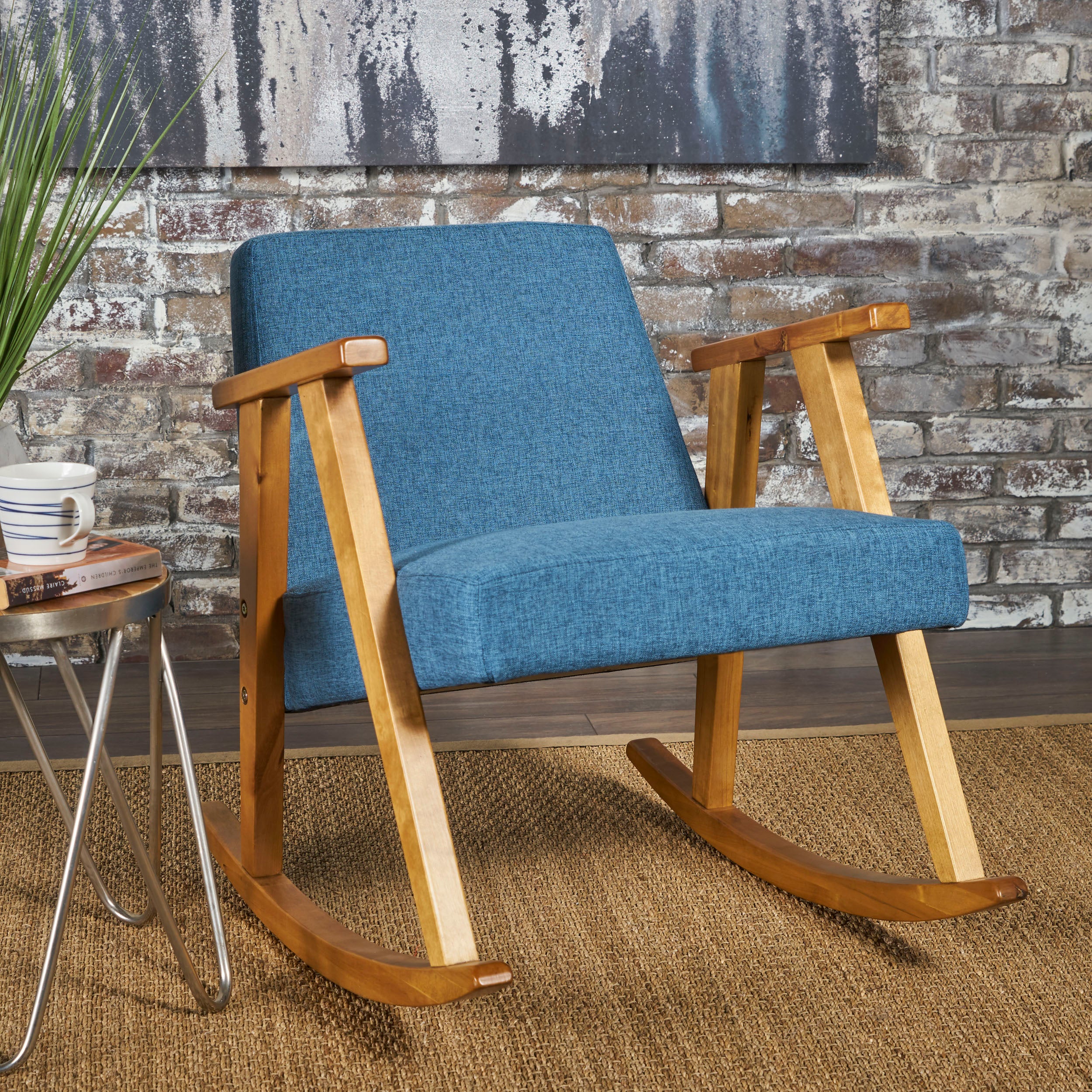Nero Mid Century Modern Fabric Rocking Chair - furnishings