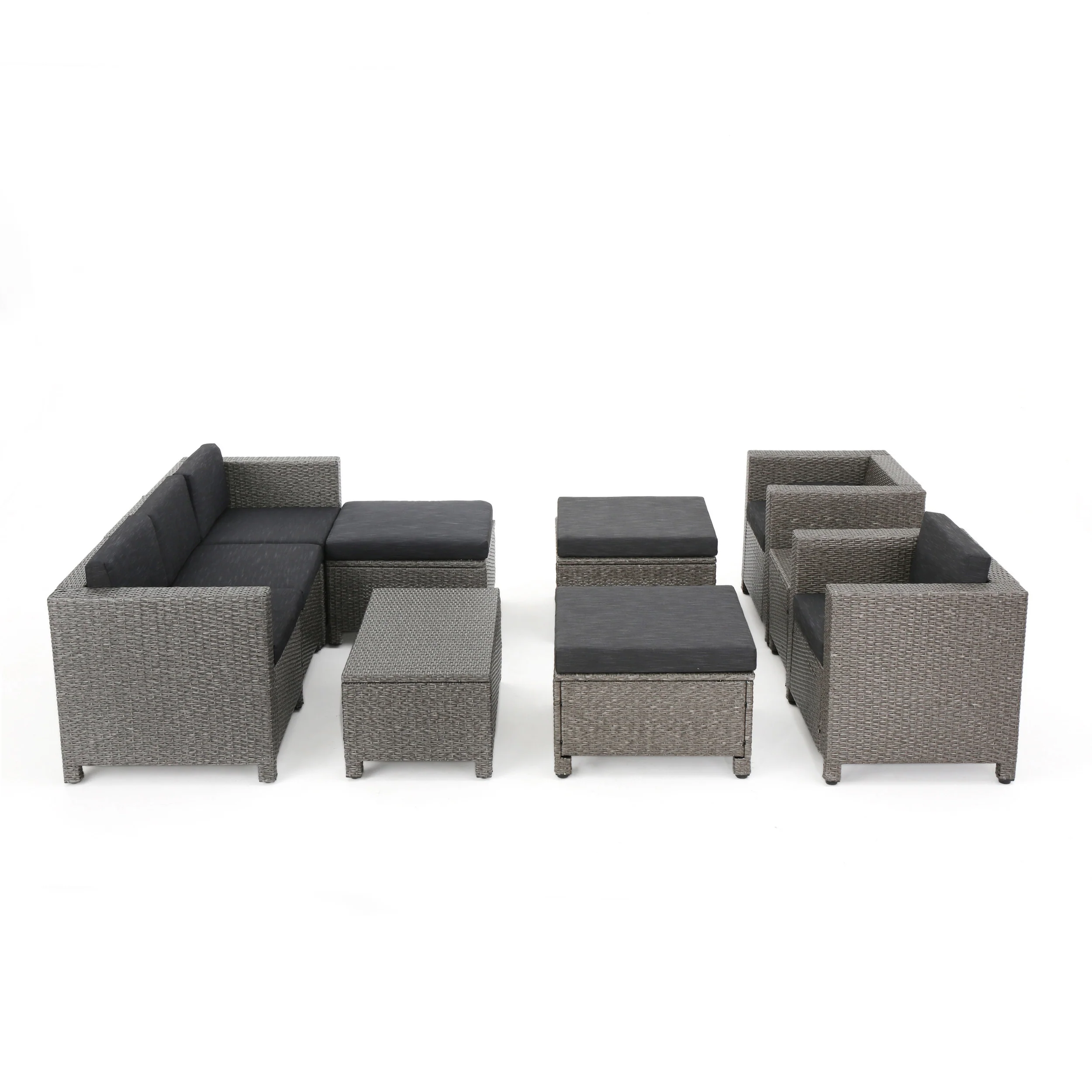 Feronia Outdoor 10 Piece Wicker Sofa Collection w/ Water Resistant Cushions - furnishings