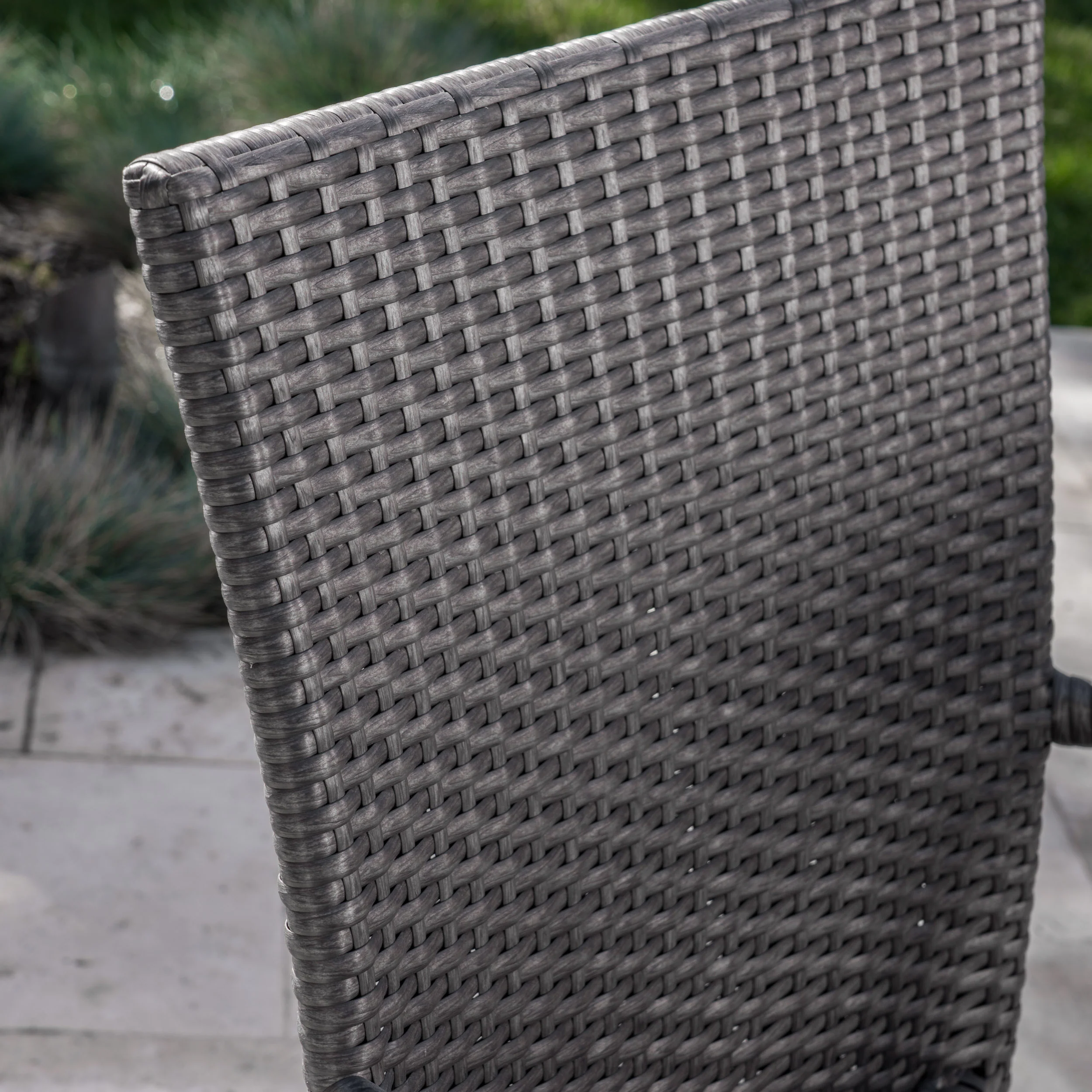 Fiona Outdoor 6 Piece Wicker Dining Set with Concrete Dining Table and Bench - furnishings