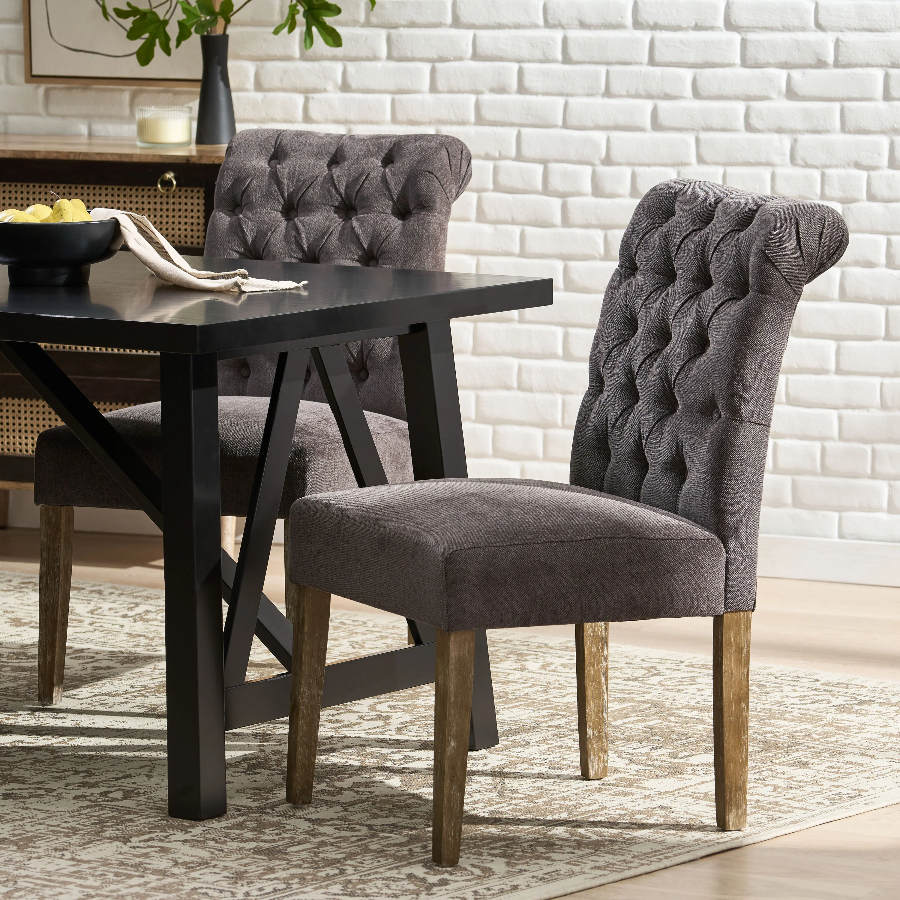 Emerson Contemporary Tufted Rolltop Dining Chairs - furnishings