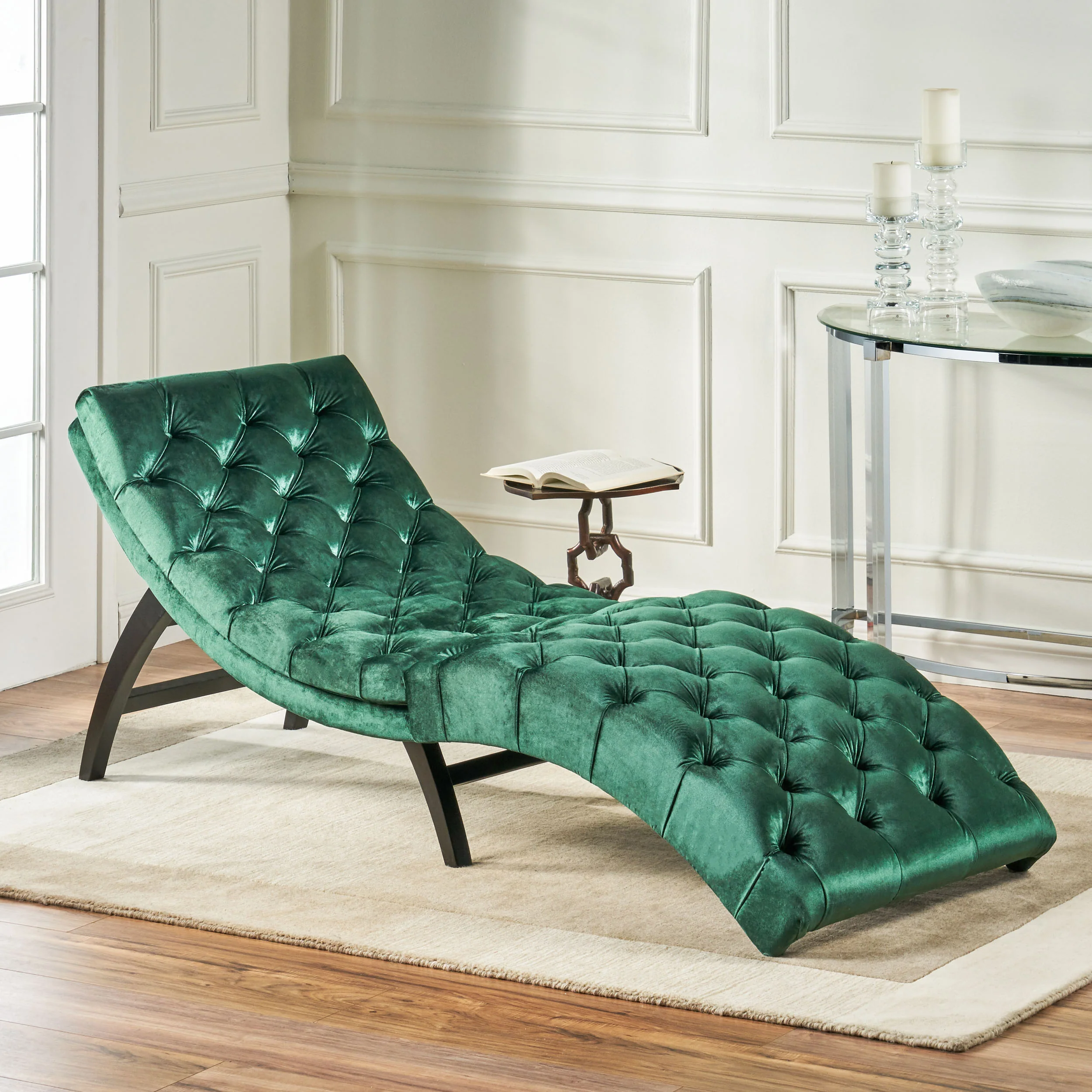 Grasby Tufted New Velvet Chaise Lounge - furnishings