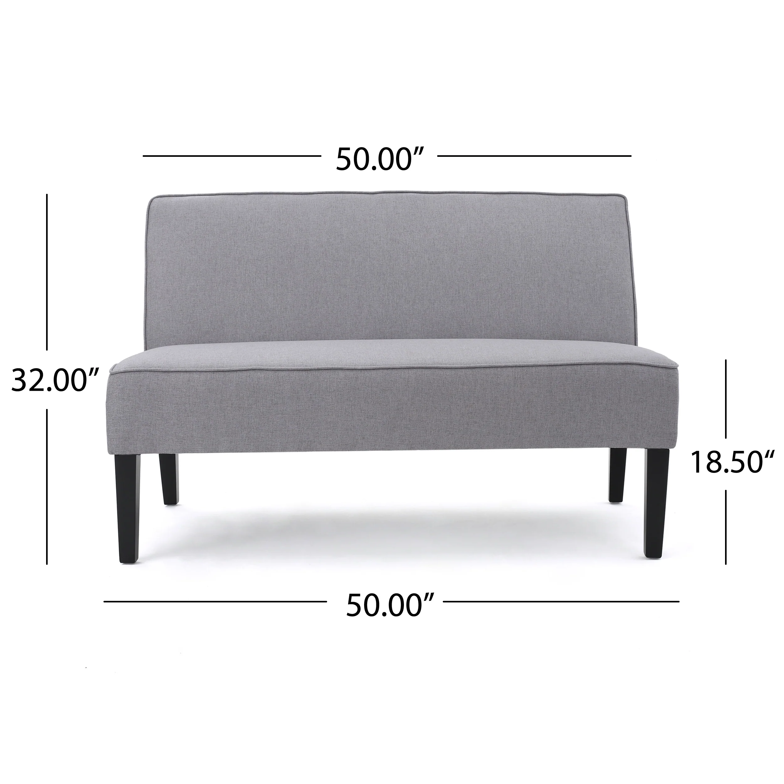 Charlotte Light Grey Fabric Settee - furnishings