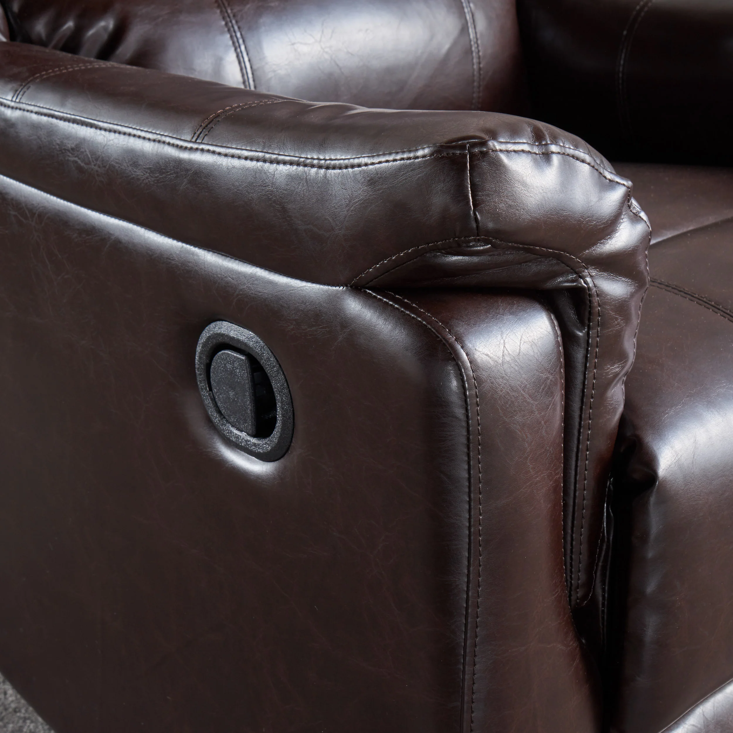 Jemma Tufted Brown Leather Swivel Gliding Recliner Chair - furnishings
