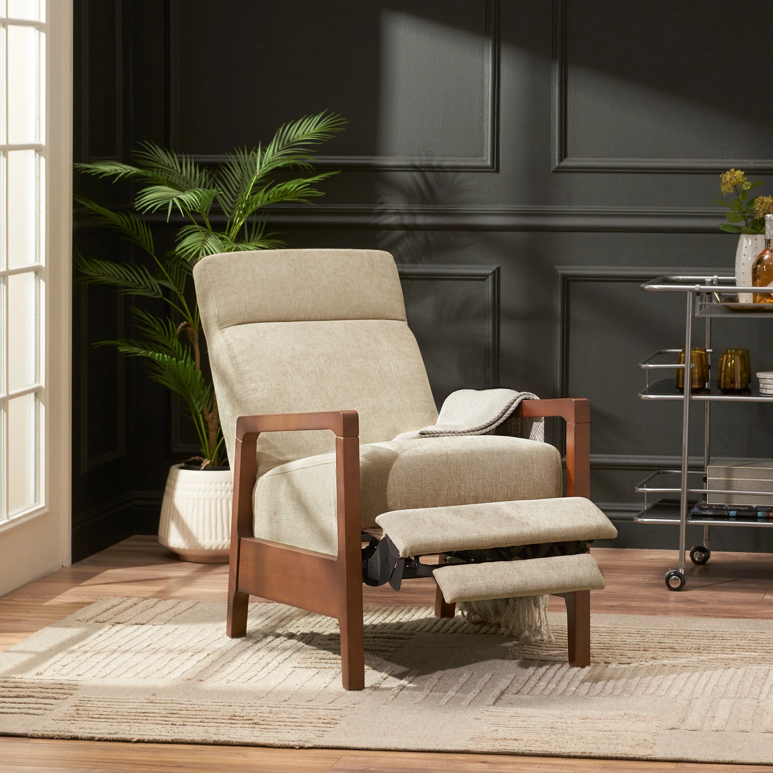 Castner Contemporary Fabric Waterfall Back Pushback Recliner - furnishings