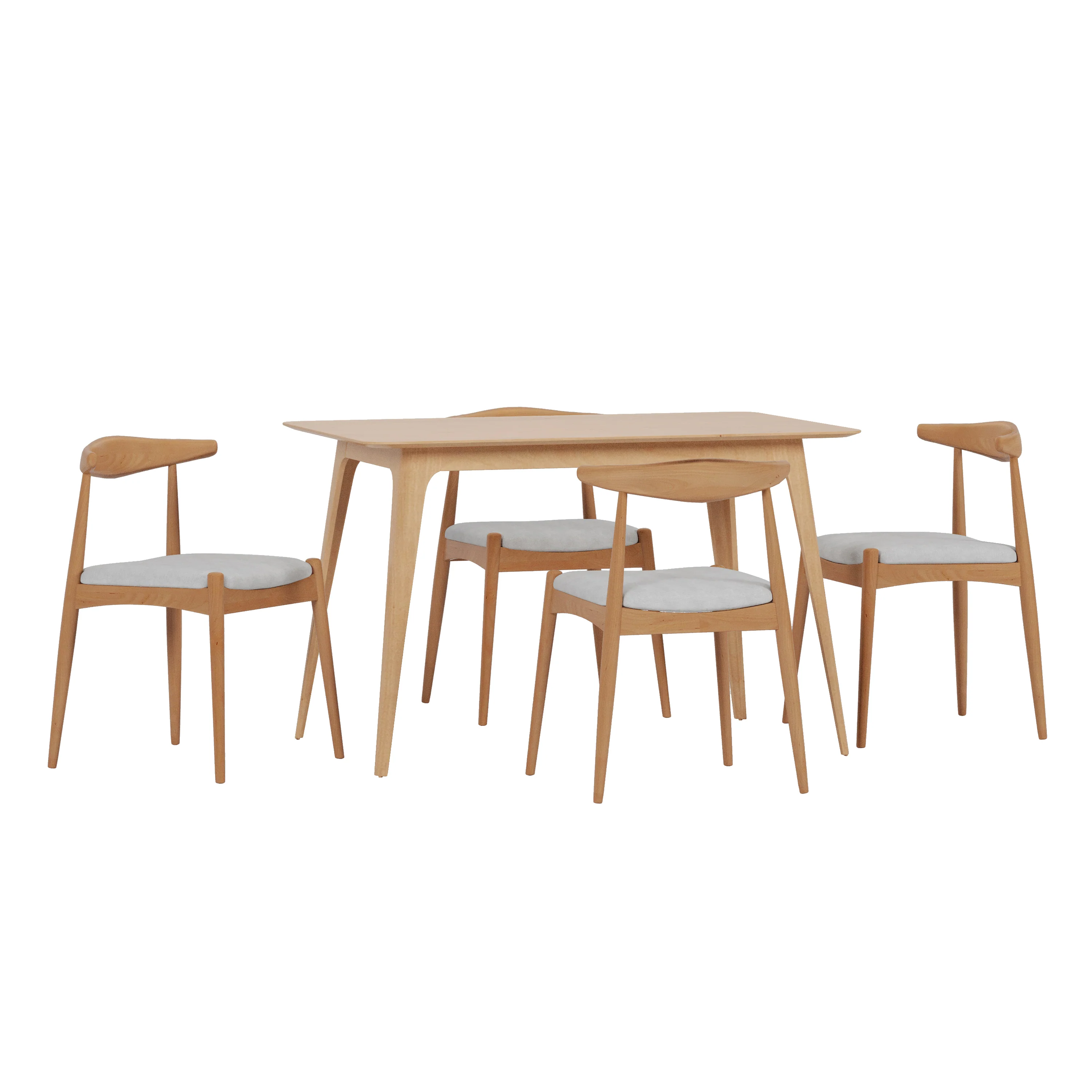 Francaise Mid-Century Oak Finish 5 Piece Dining Set - furnishings