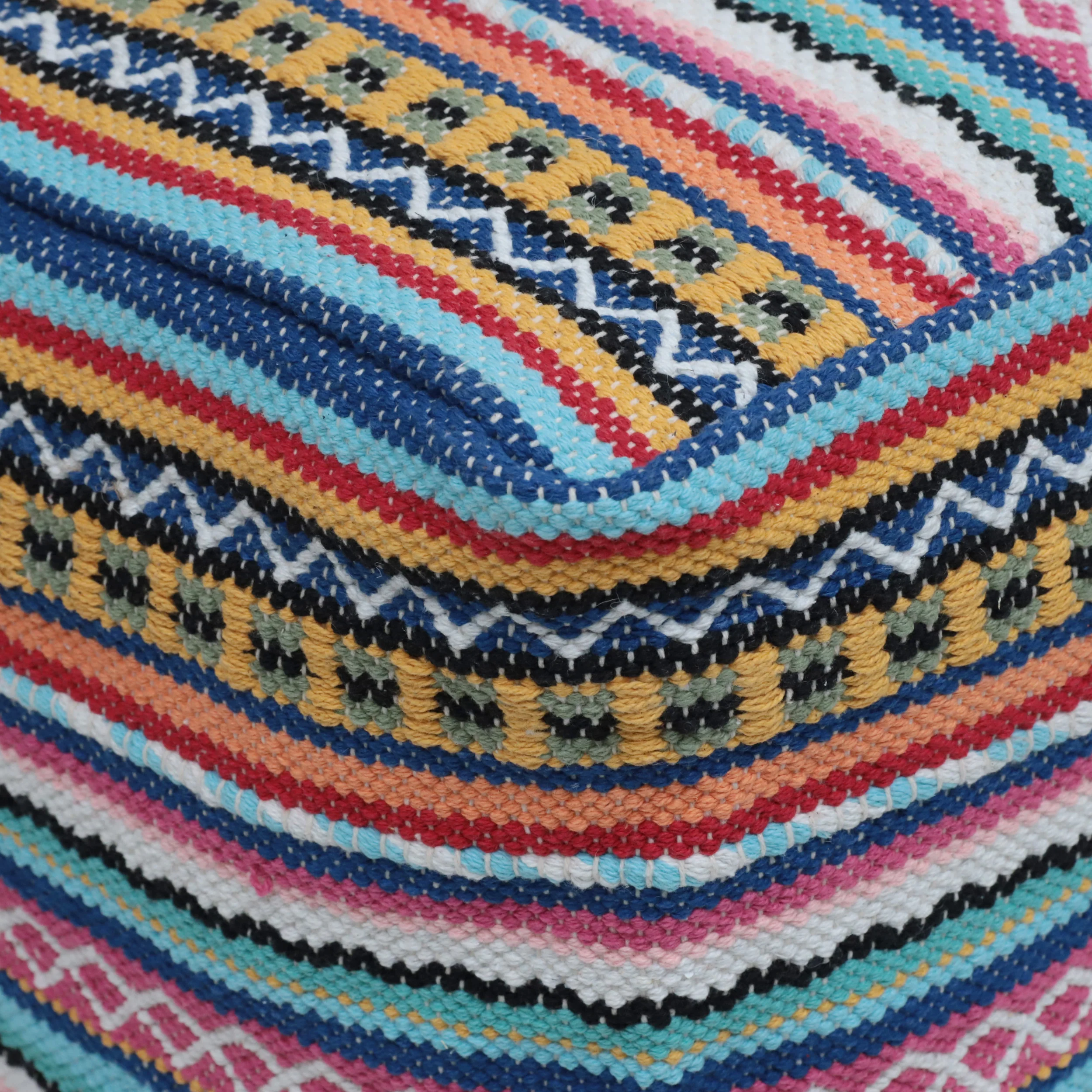 Hilliard Boho Handcrafted Peruvian Print Cube Pouf - furnishings
