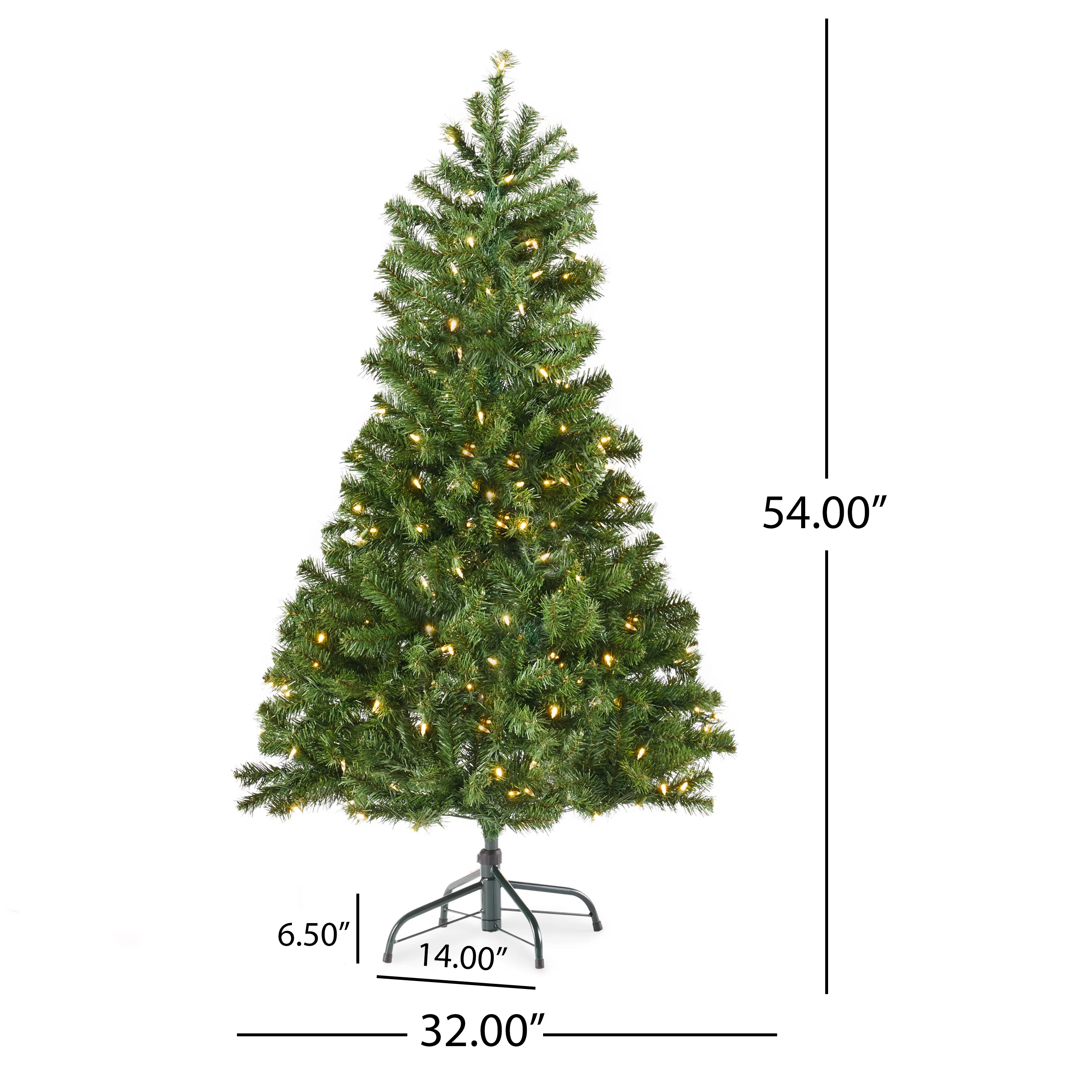 4.5-foot Noble Fir Pre-Lit Clear LED Hinged Artificial Christmas Tree - furnishings