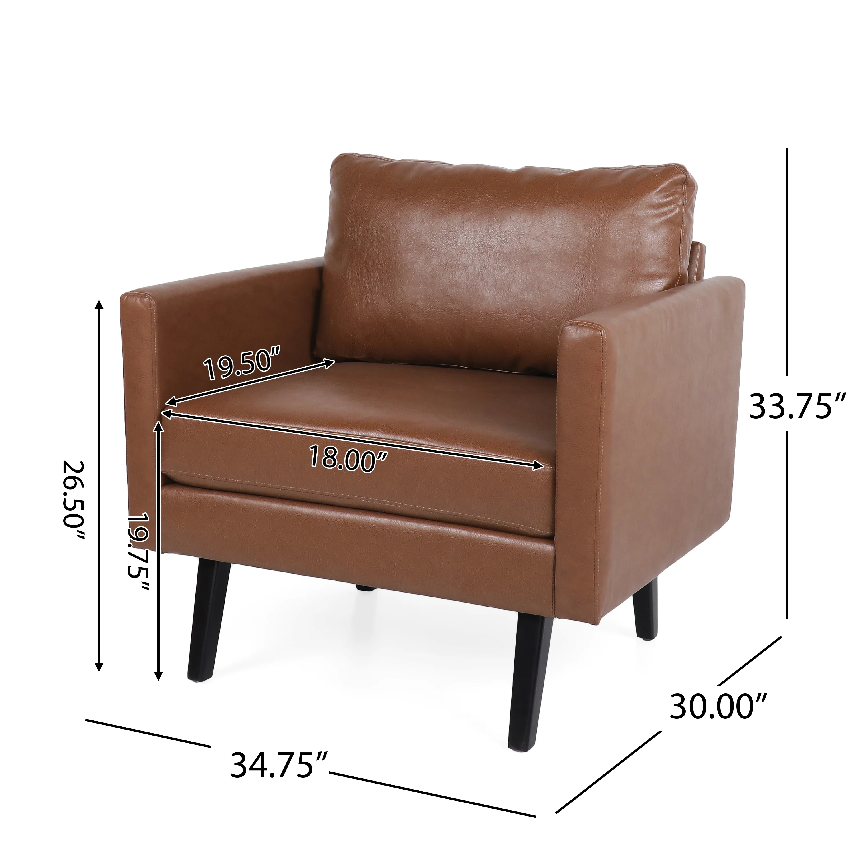 Dowd Mid Century Modern Faux Leather Club Chair - furnishings
