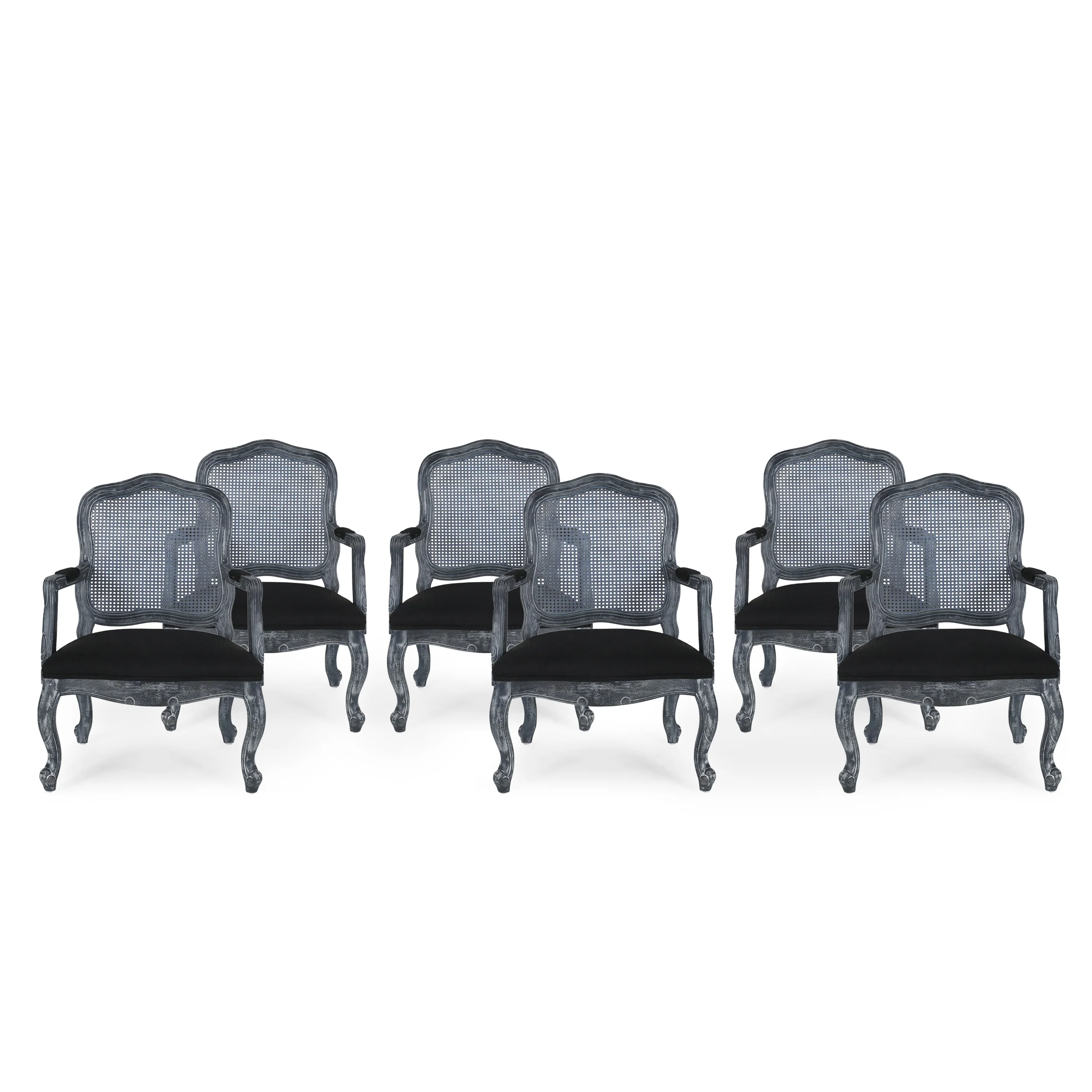 Biorn French Country Wood and Cane Upholstered Dining Armchair - furnishings