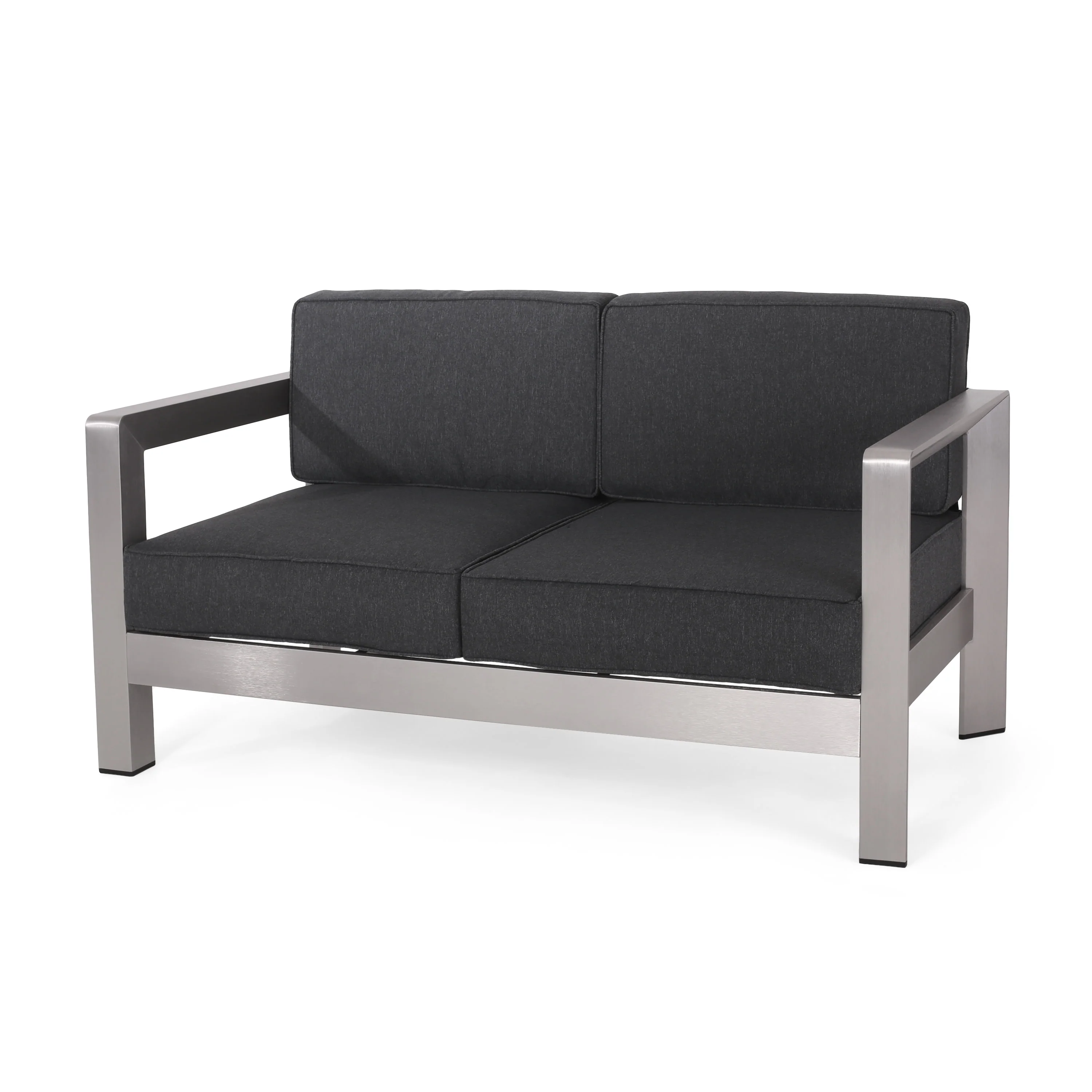 Alec Outdoor Aluminum Loveseat with Cushions - furnishings