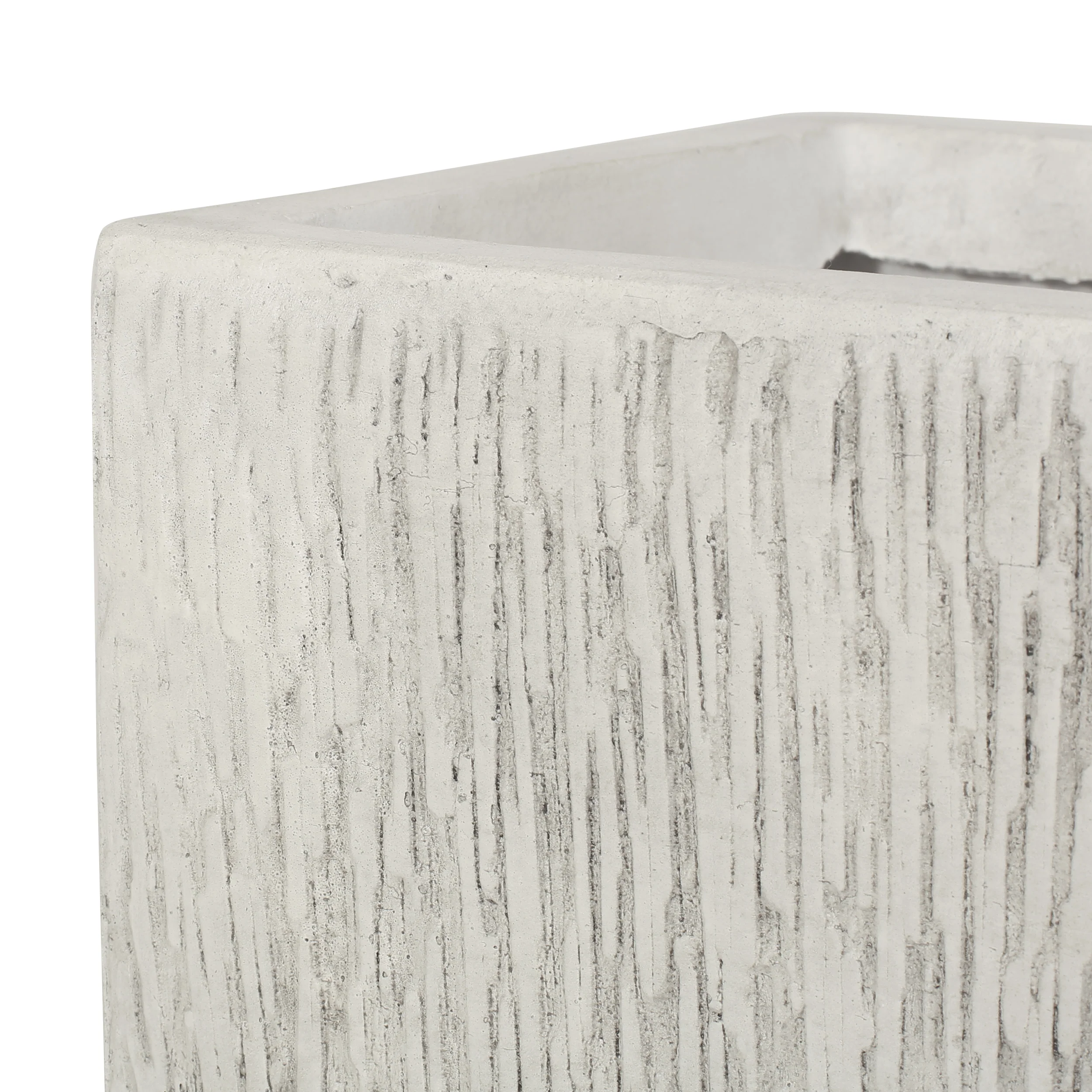 Severino Outdoor Small and Medium Cast Stone Planter Set, Antique White - furnishings