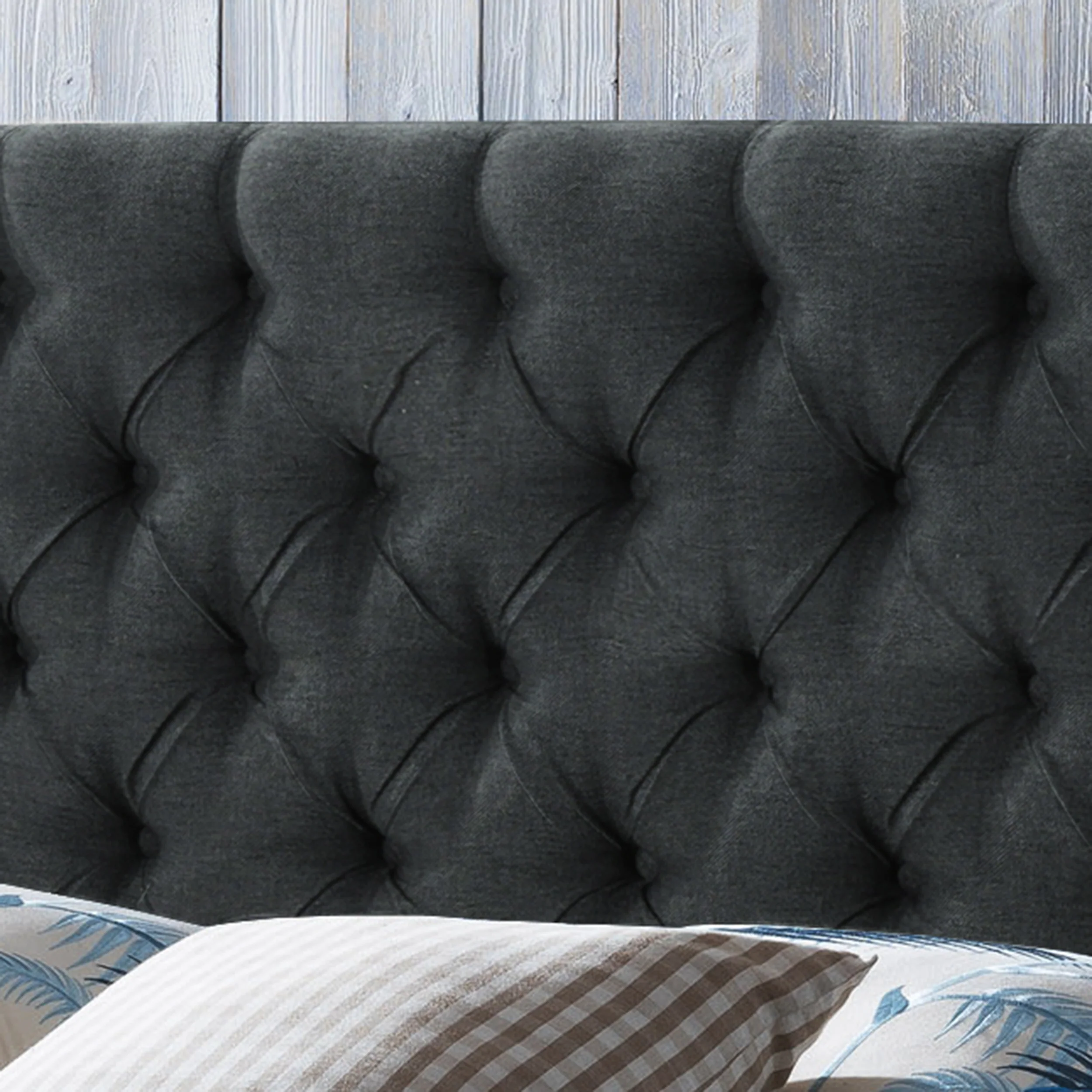 Lidia Wingback Queen Tufted Fabric Headboard - furnishings