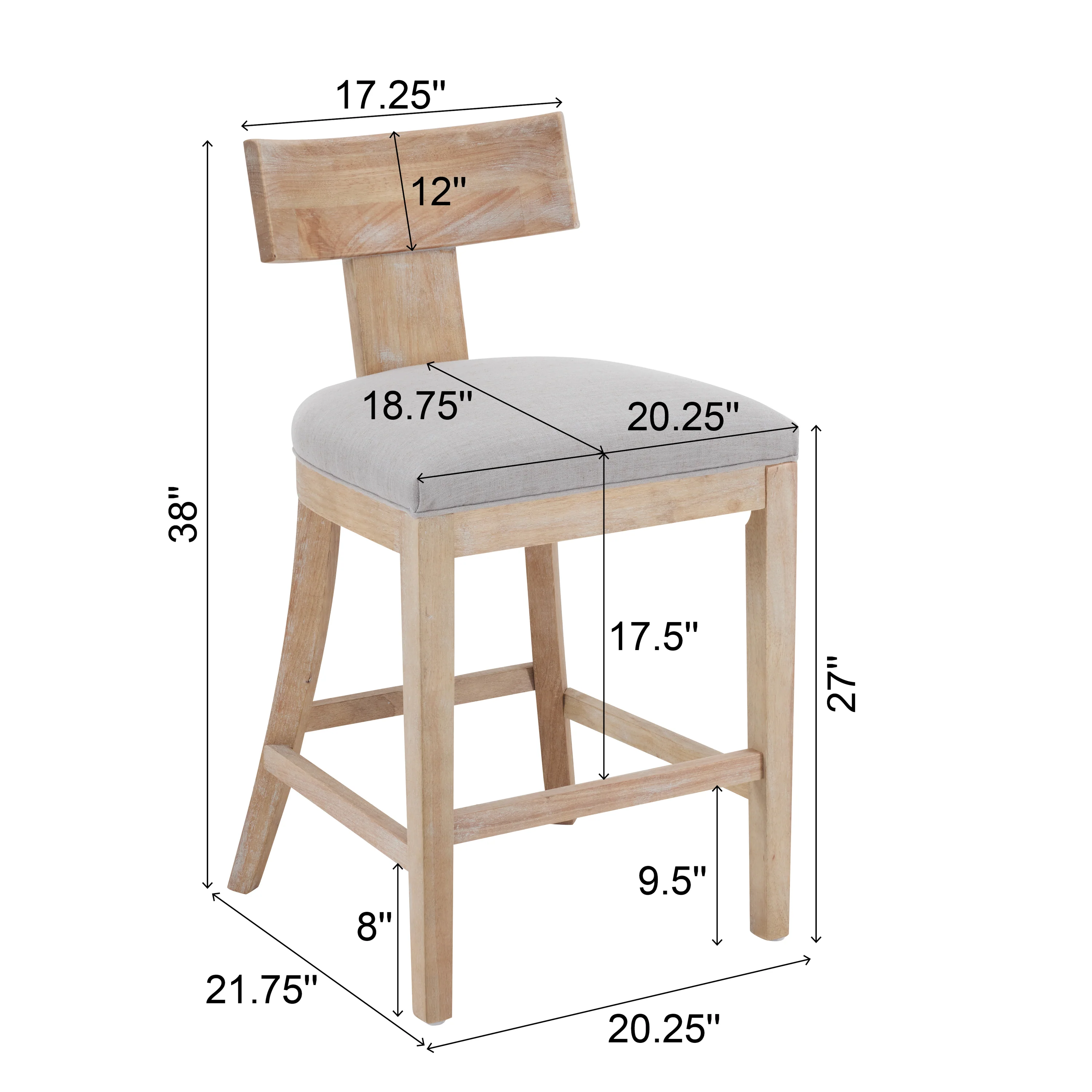 Brussels Upholstered Barstool with Light Gray Cushions - furnishings