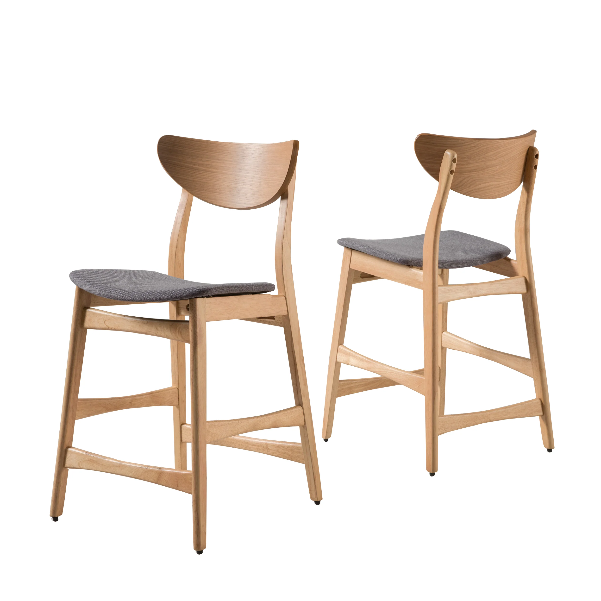 Molle Oak Finish Mid Century Design 24-Inch Counter Stools (Set of 2) - furnishings