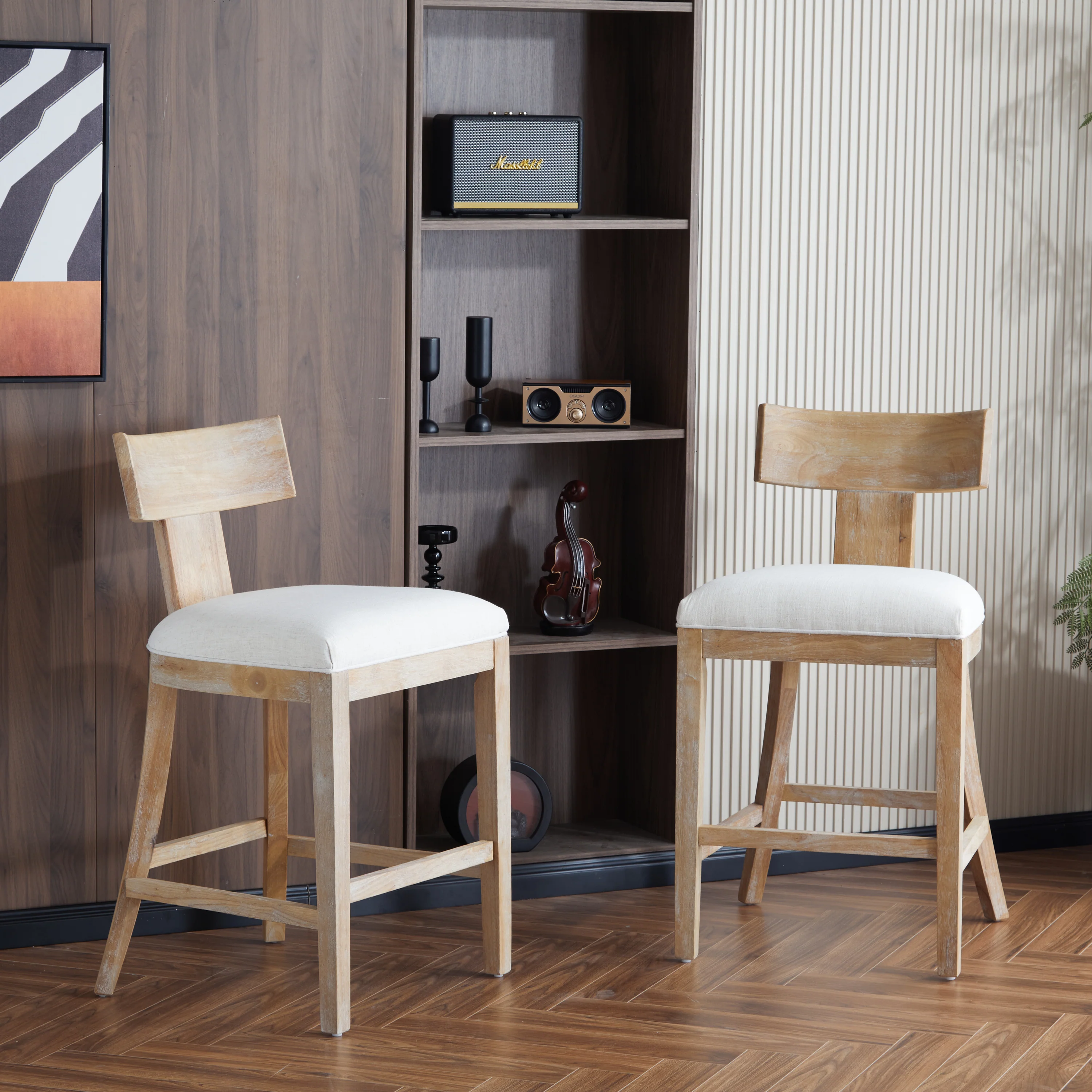 Brussels Upholstered Barstool with Light Gray Cushions - furnishings
