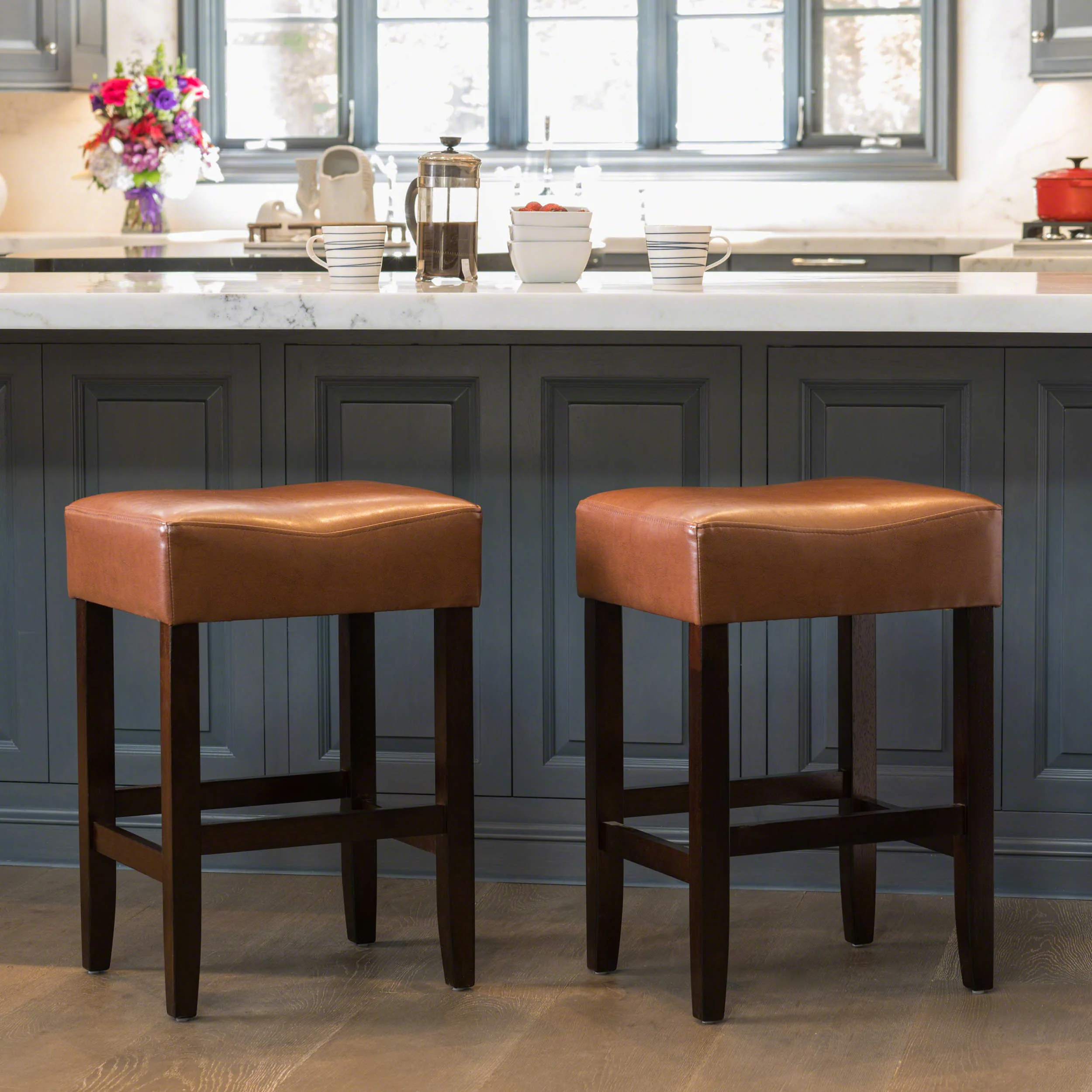 Duff 26-Inch Backless Leather Counter Stools (Set of 2) - furnishings