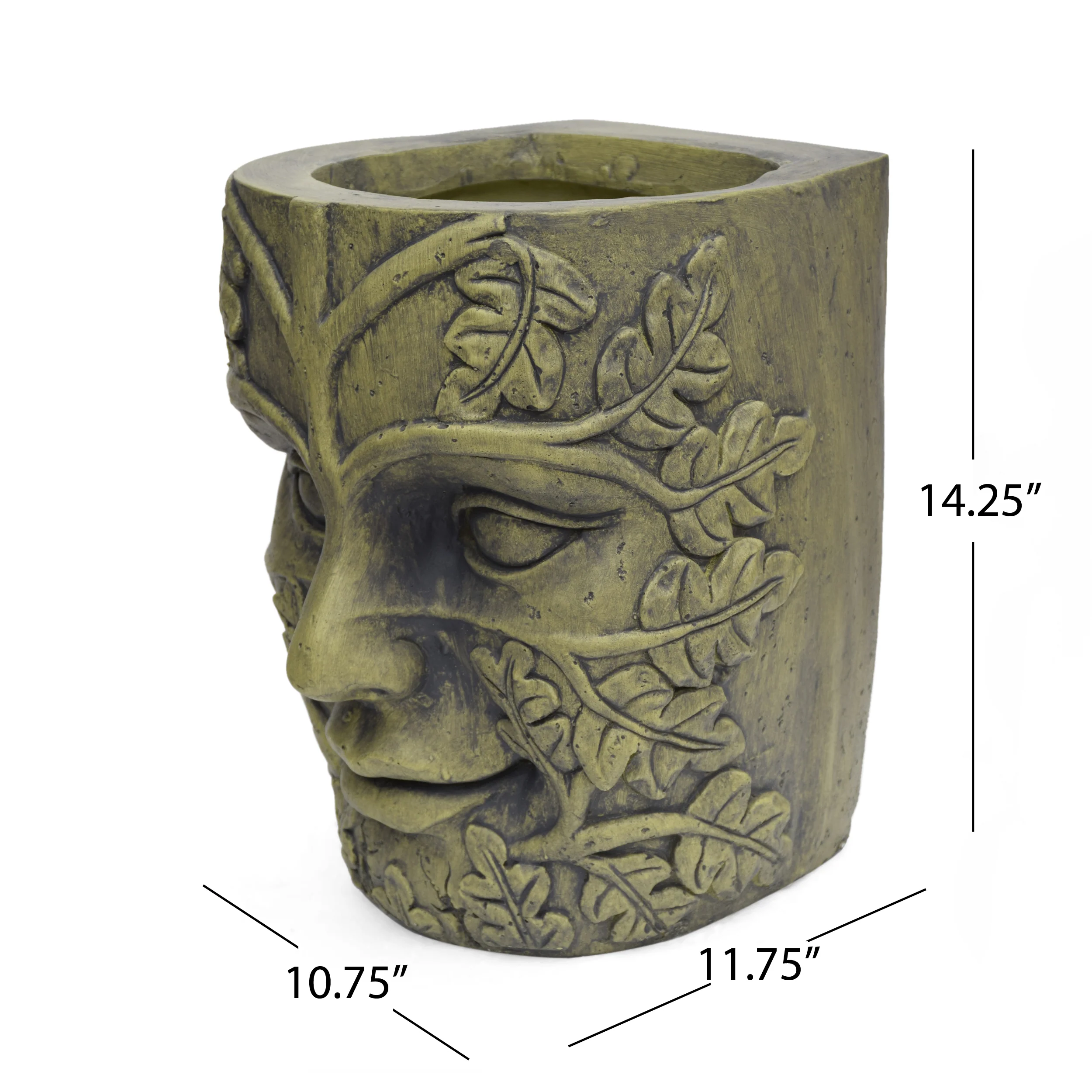 Elliott Outdoor Green Man Tiki Urn, Antique Green Finish - furnishings