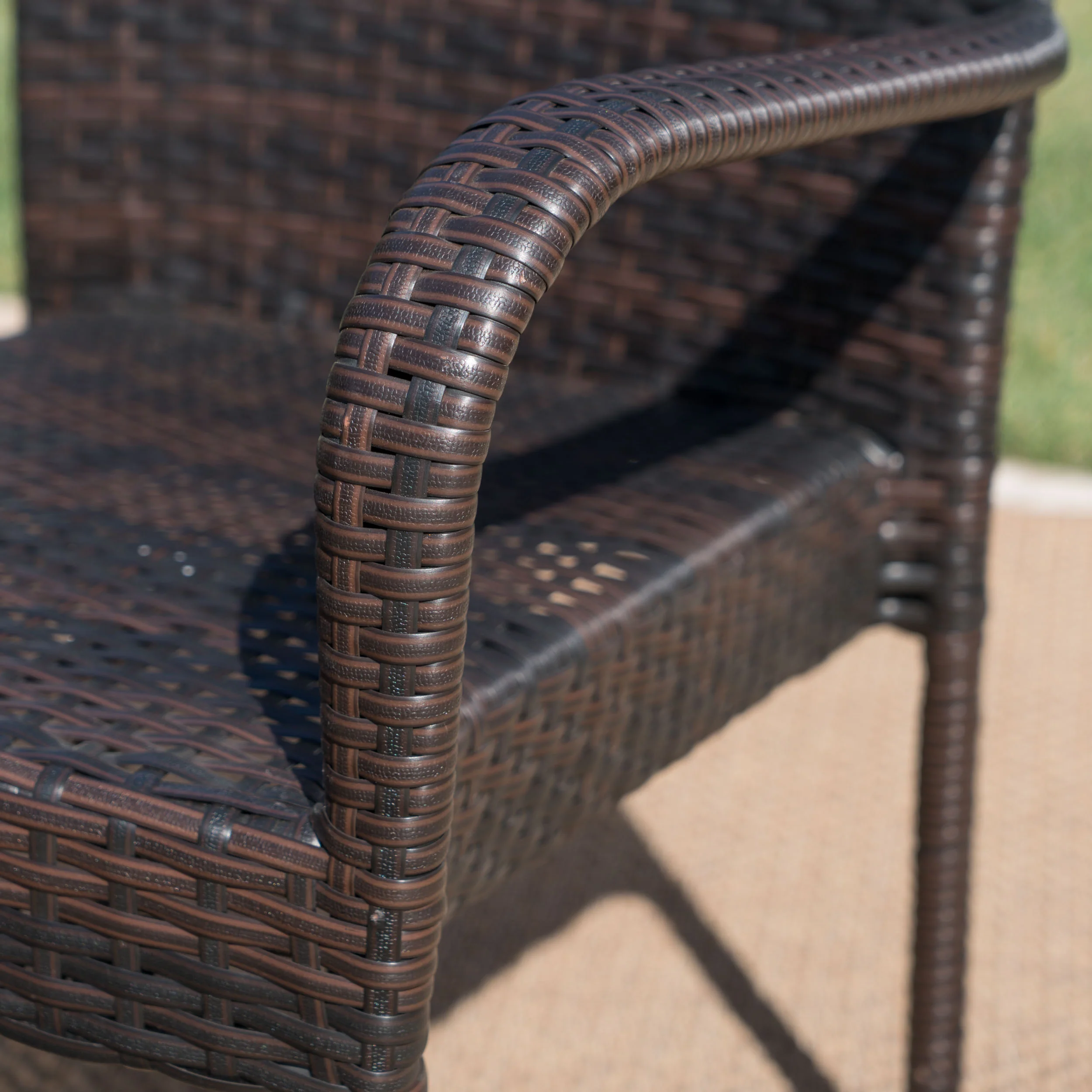 Danae Outdoor 6 Piece Wicker Dining Set with Concrete Table and Bench - furnishings