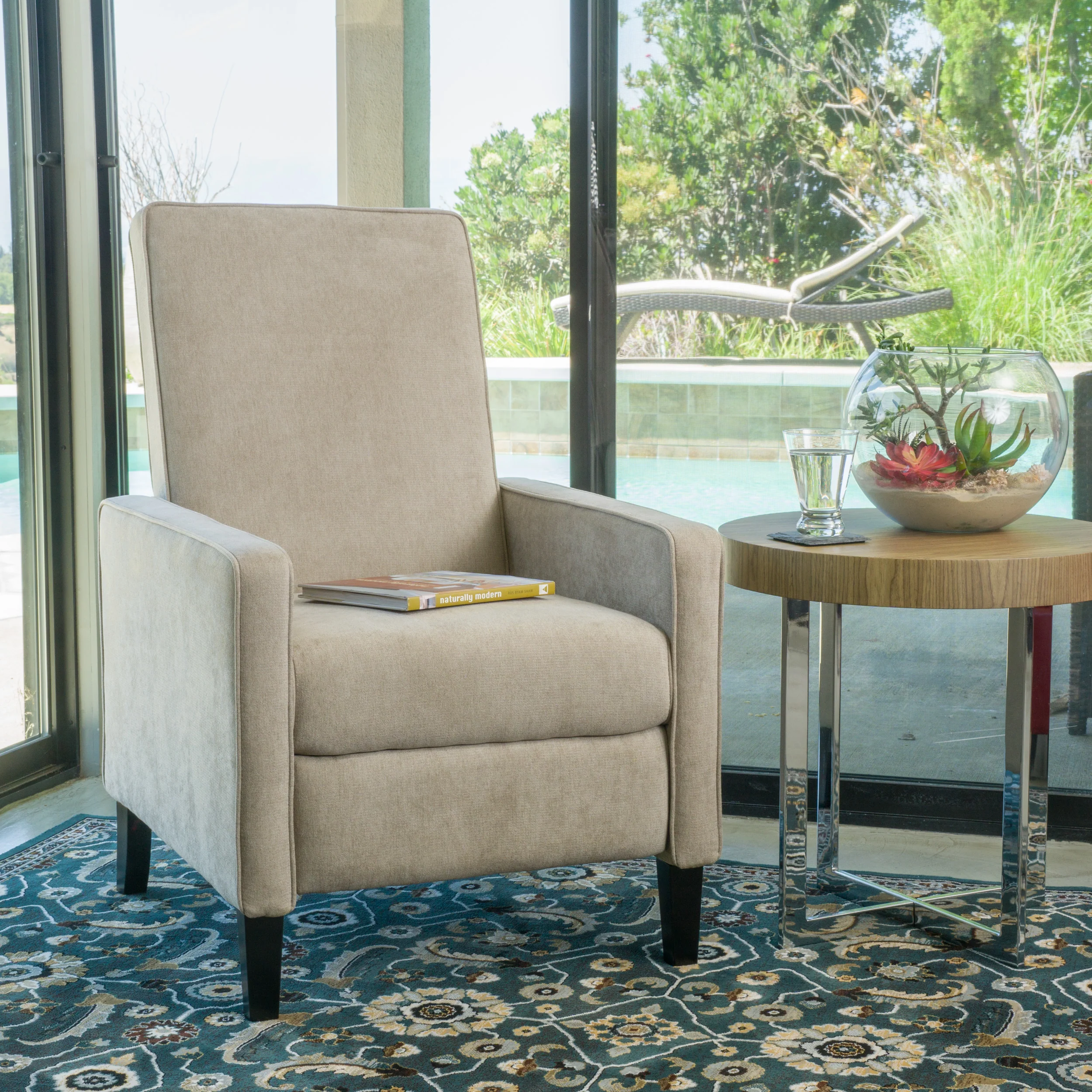 Olinda Minimalist Style Fabric Recliner Chair - furnishings