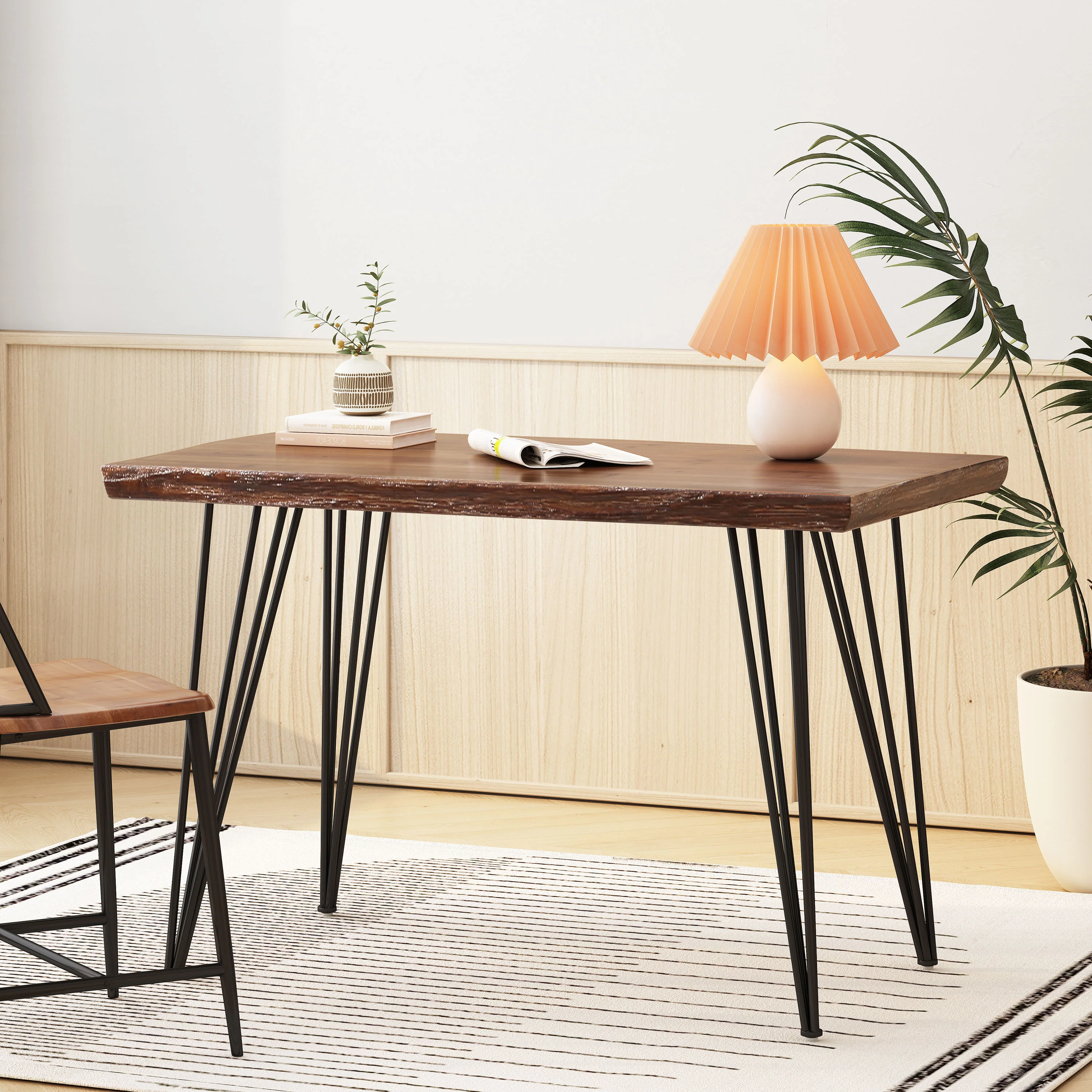 Regent Natural Finish Firwood Faux Live Edge Desk - furnishings