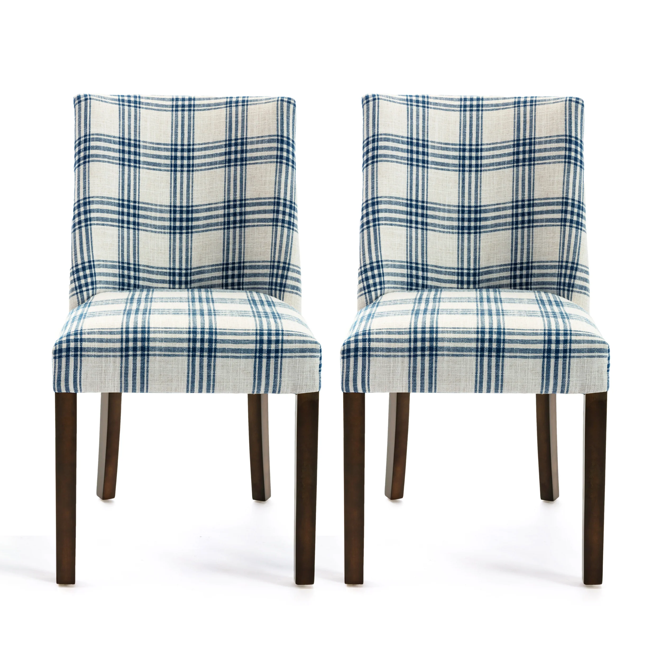 Rydel Contemporary Upholstered Plaid Dining Chairs, Set of 2 - furnishings