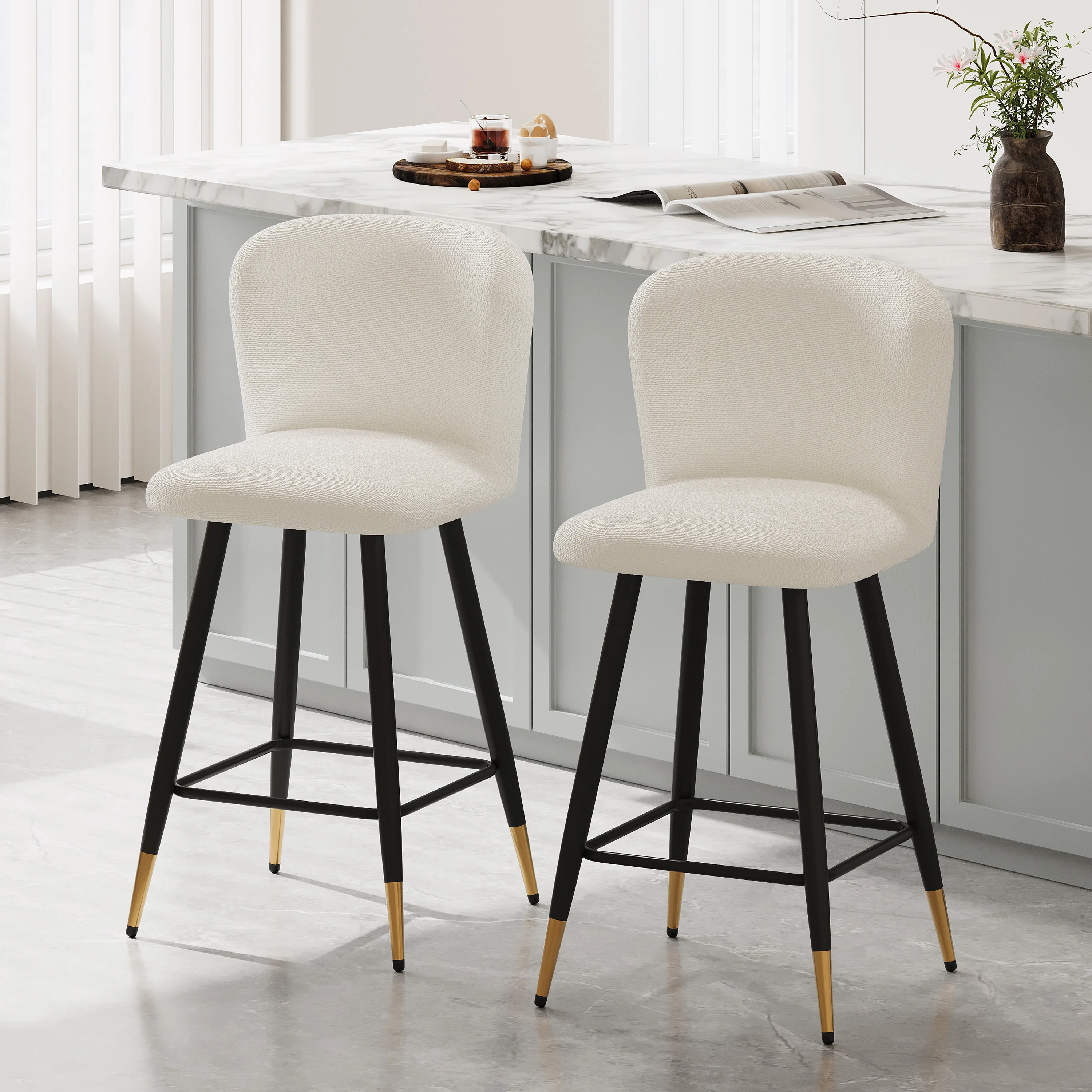 Orion Upholstered Bar Stools with Footrest - furnishings
