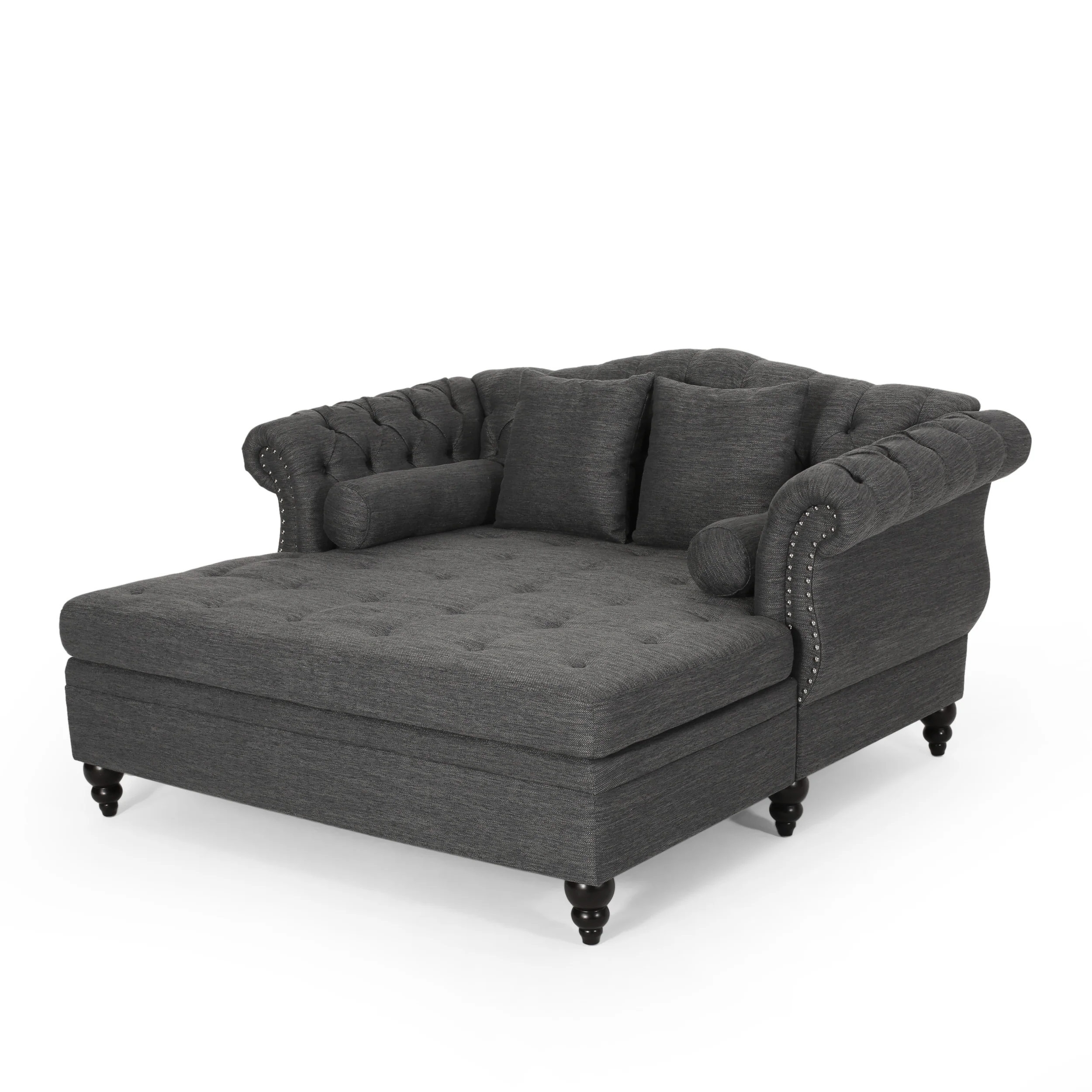 Horeb Contemporary Tufted Double Chaise Lounge with Accent Pillows - furnishings