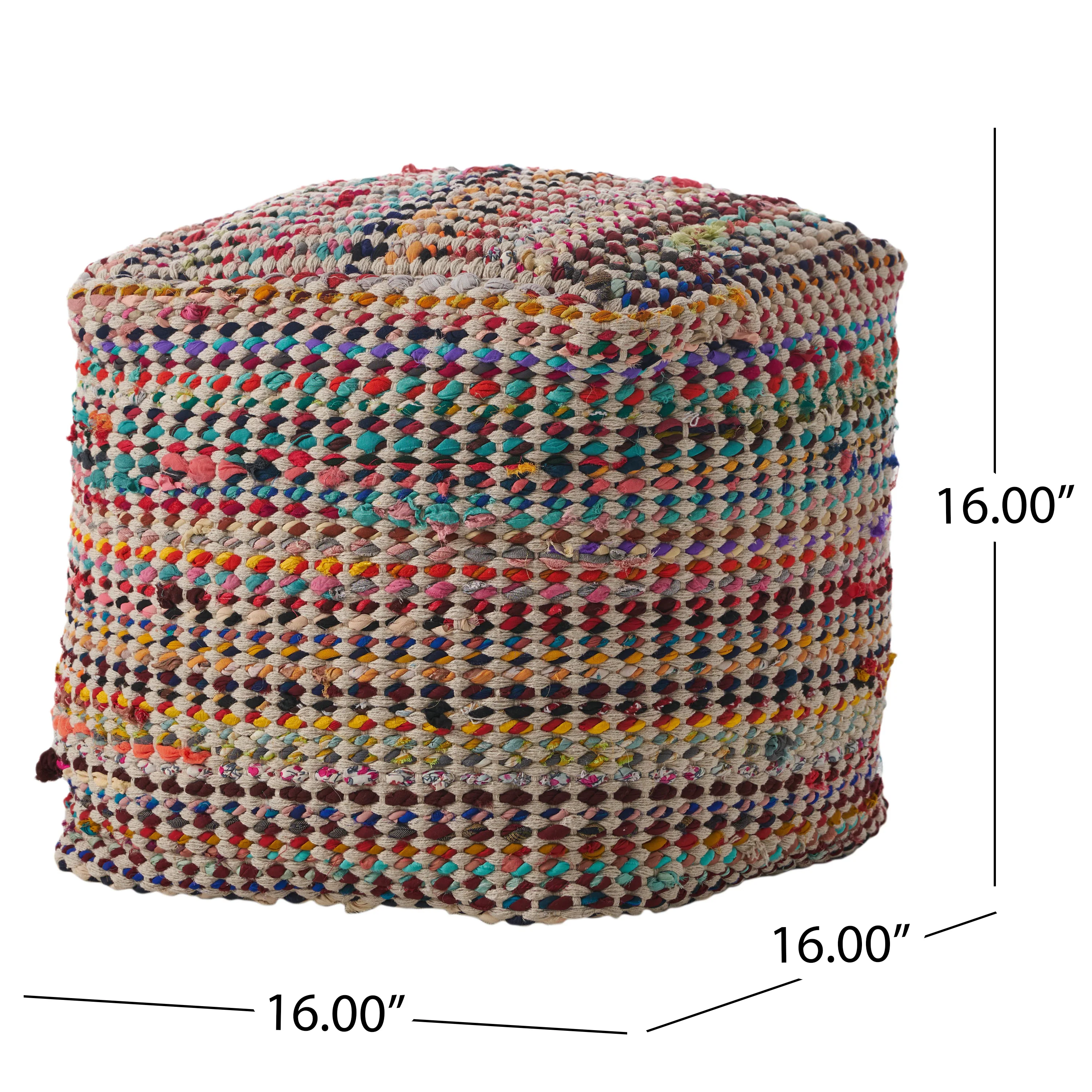Marcela Handcrafted Boho Fabric Pouf - furnishings