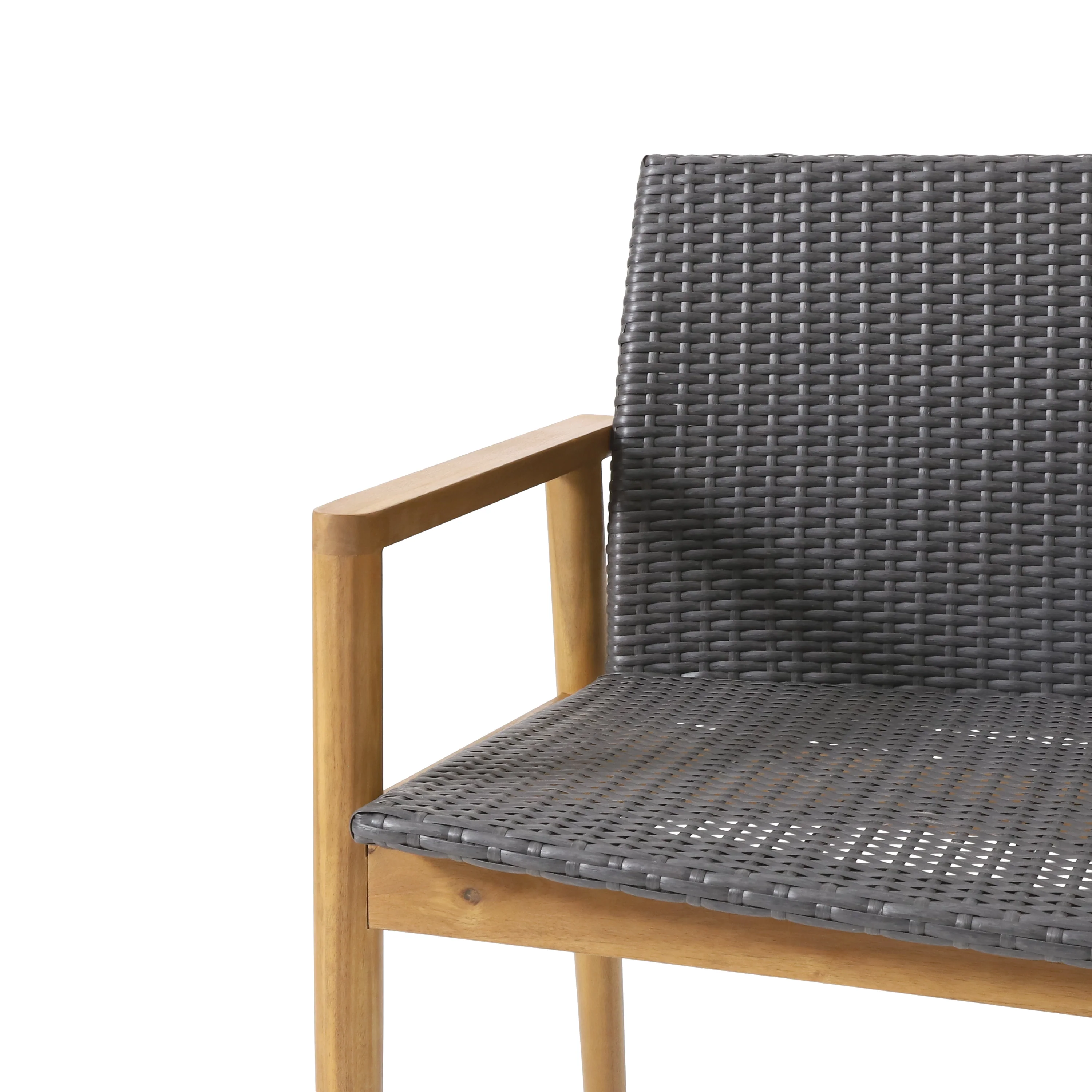 Alamosa Outdoor Wicker and Acacia Wood Loveseat, Gray and Teak - furnishings