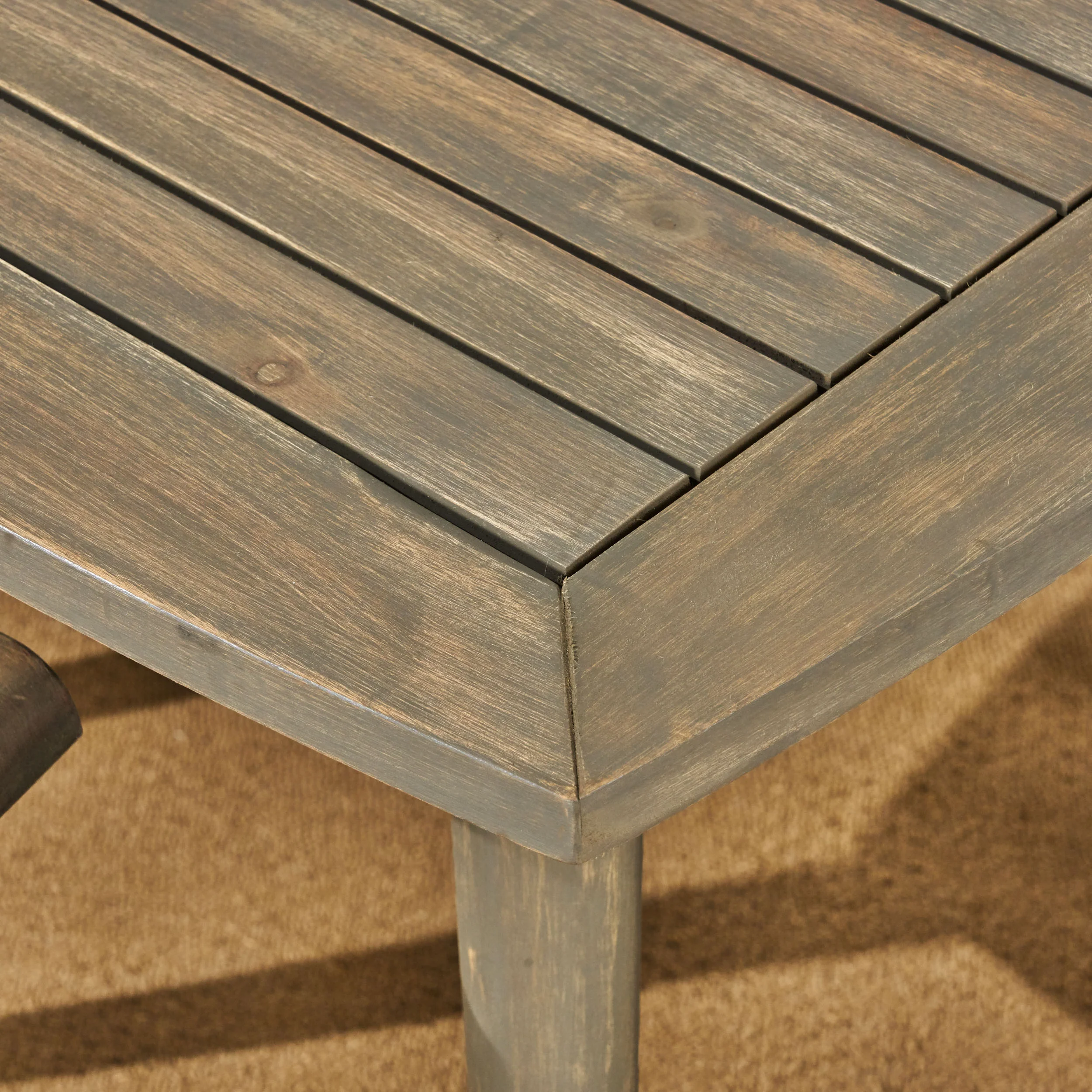 Zack Outdoor 5 Piece Acacia Wood Dining Set wit Straight Legged Dining Table - furnishings