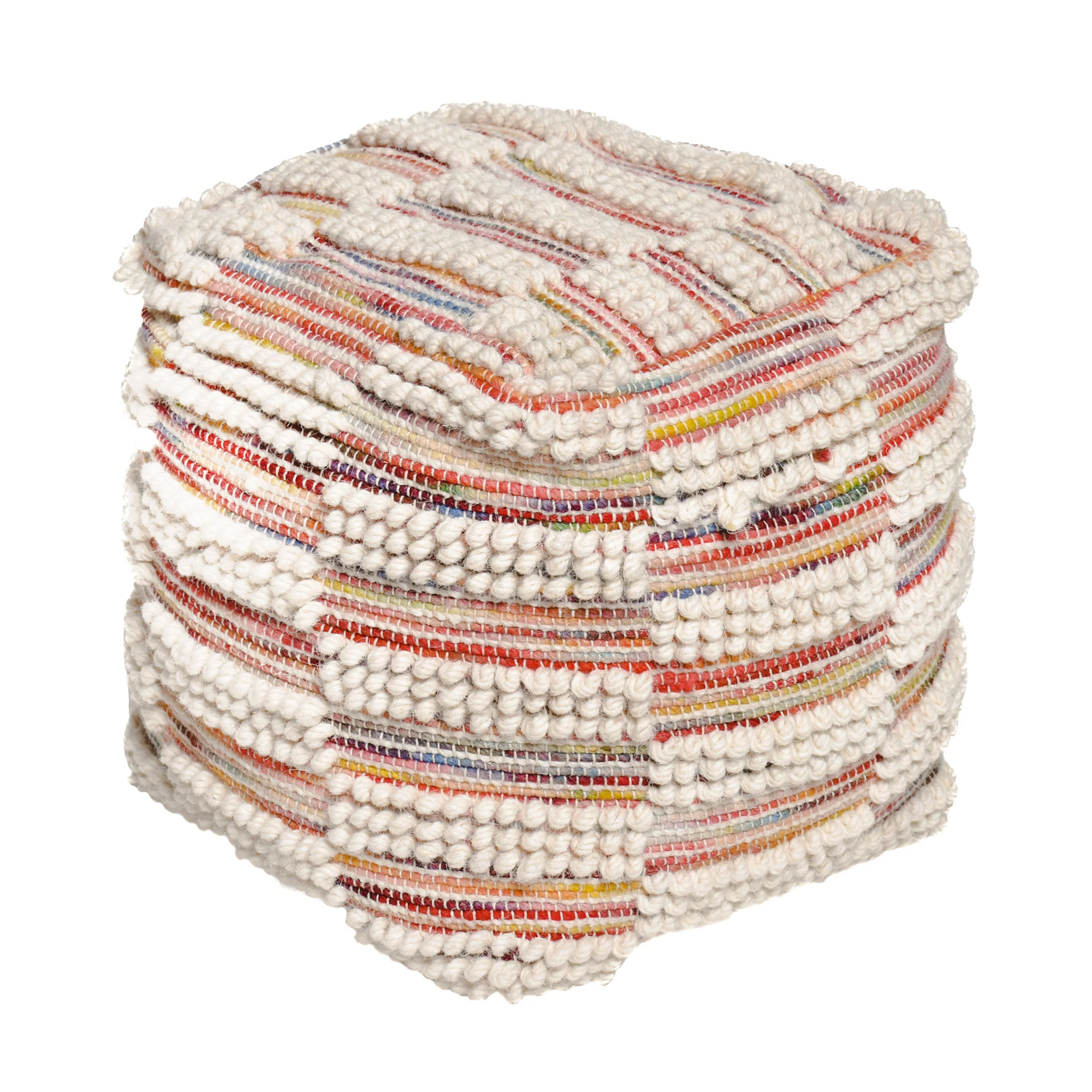 Taz Contemporary Handcrafted Fabric Cube Pouf - furnishings