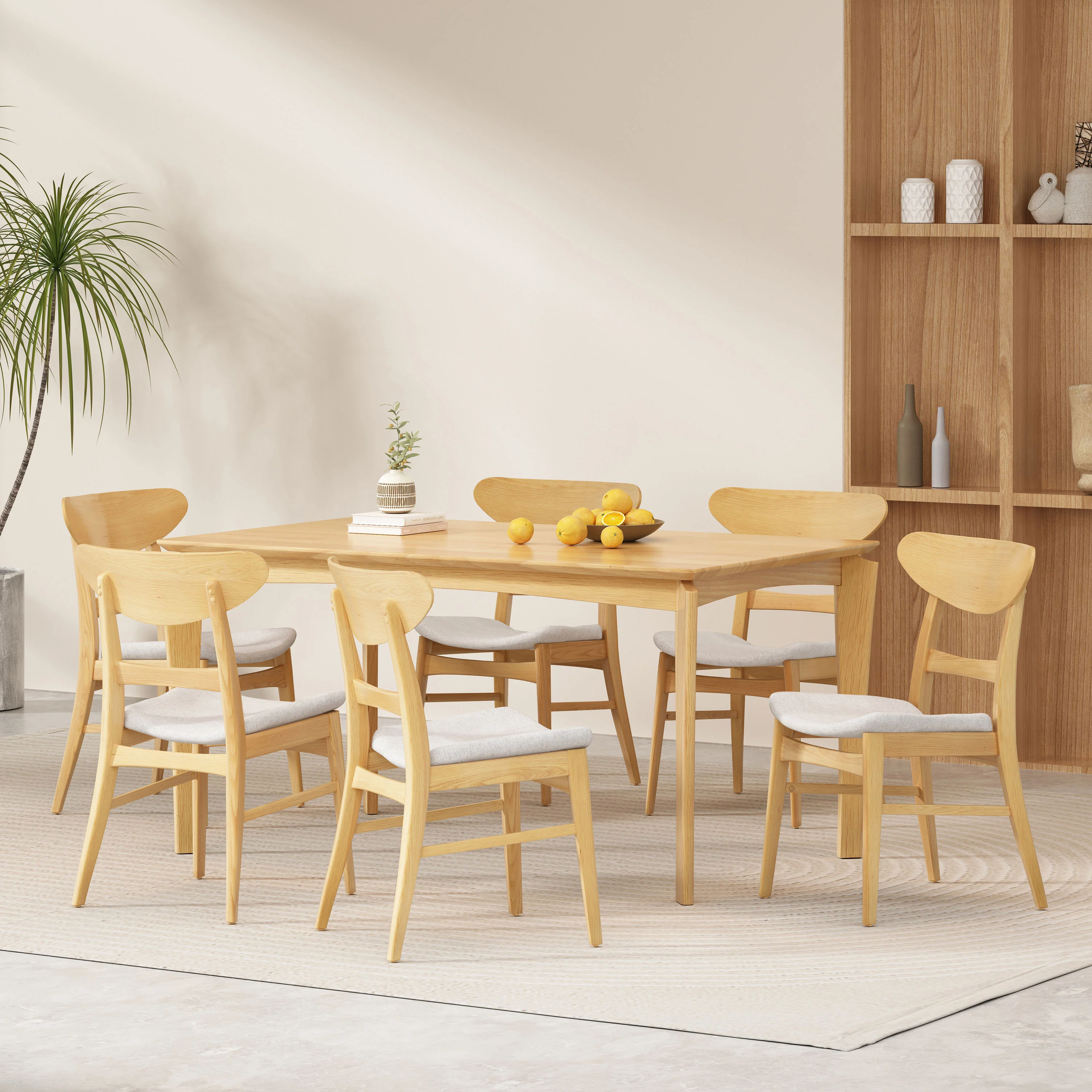 Atherton Wood and Fabric 7 Piece Dining Set - furnishings