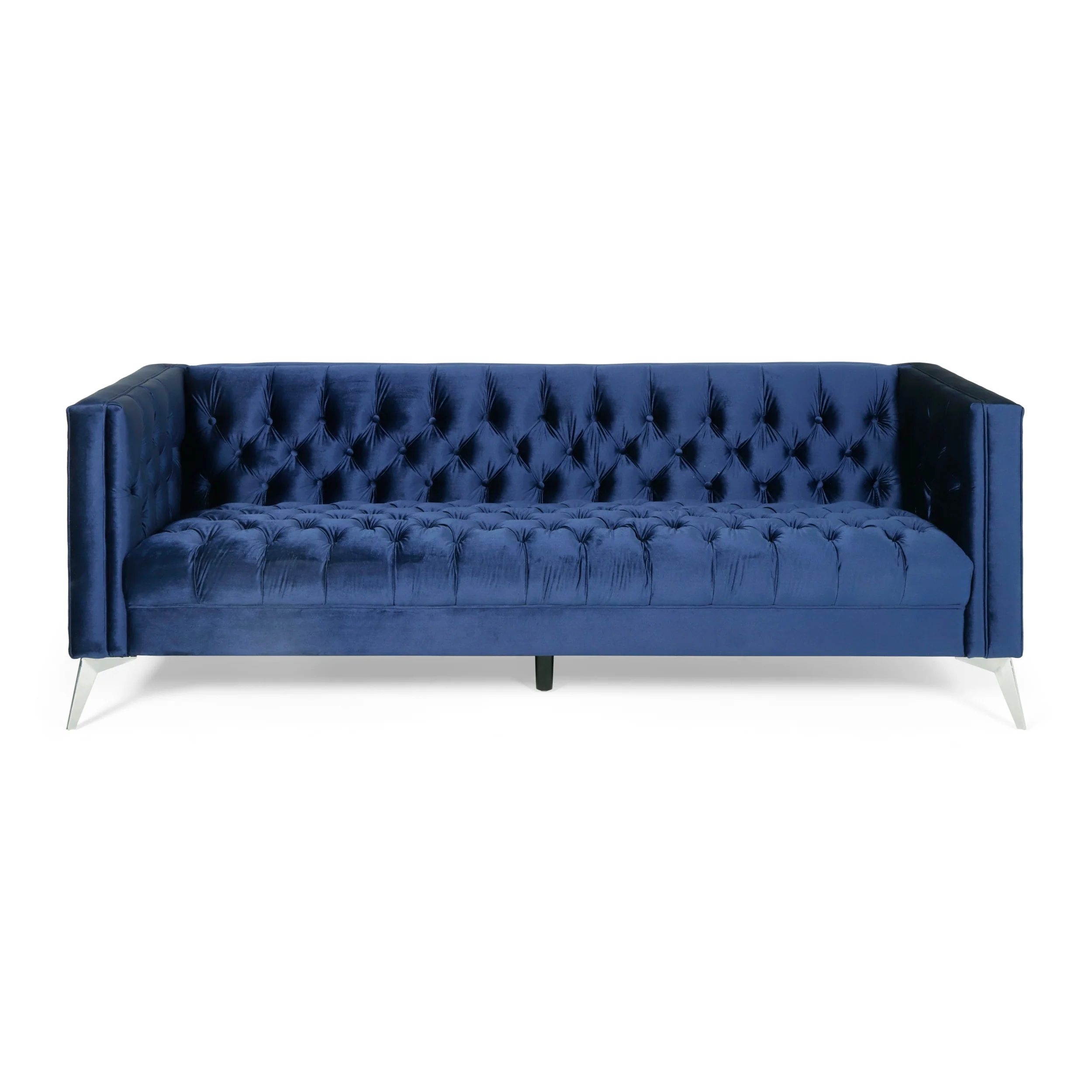 Harnoor Contemporary Tufted Velvet 3 Seater Sofa - furnishings