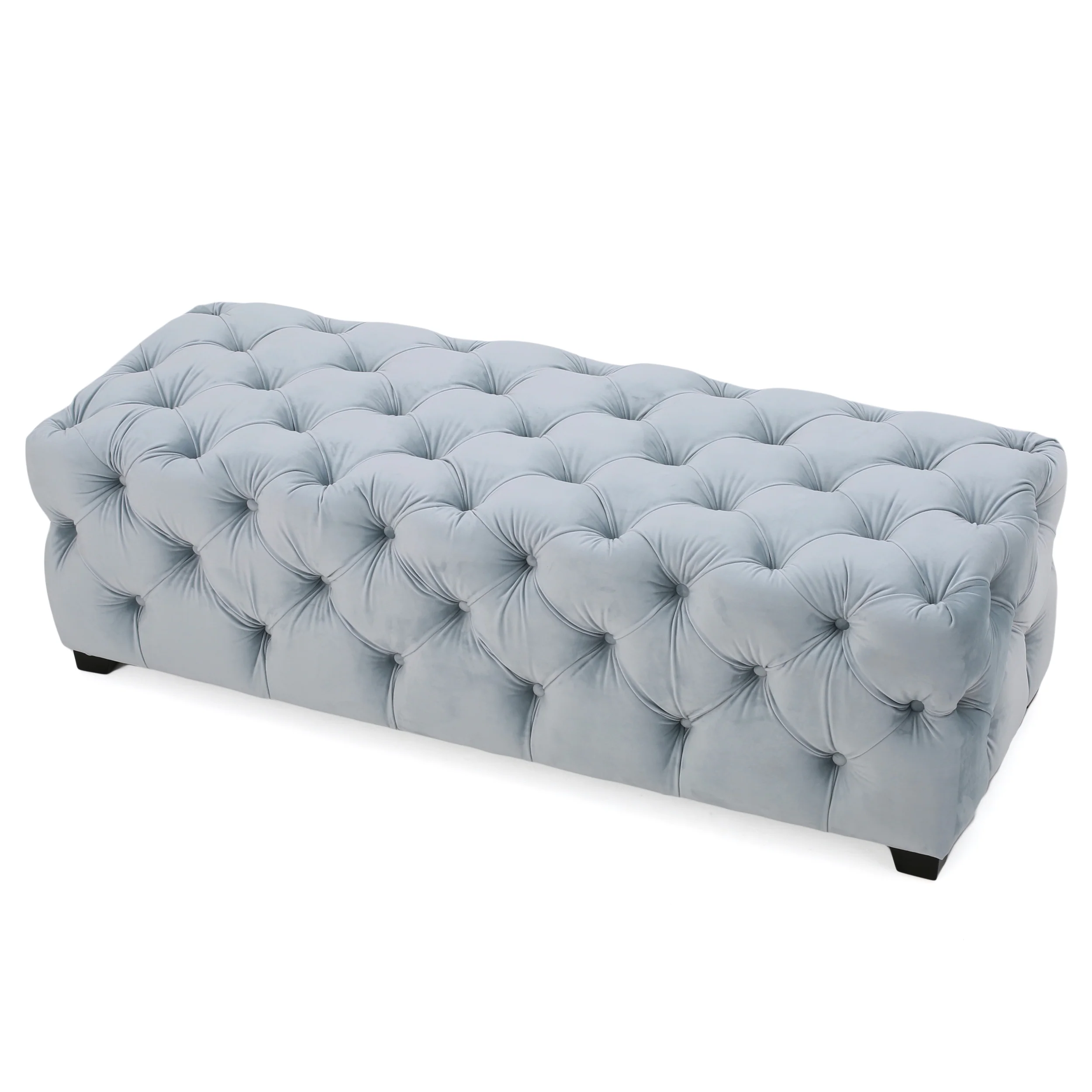 Provence Modern Glam Tufted Velvet Ottoman Bench - furnishings