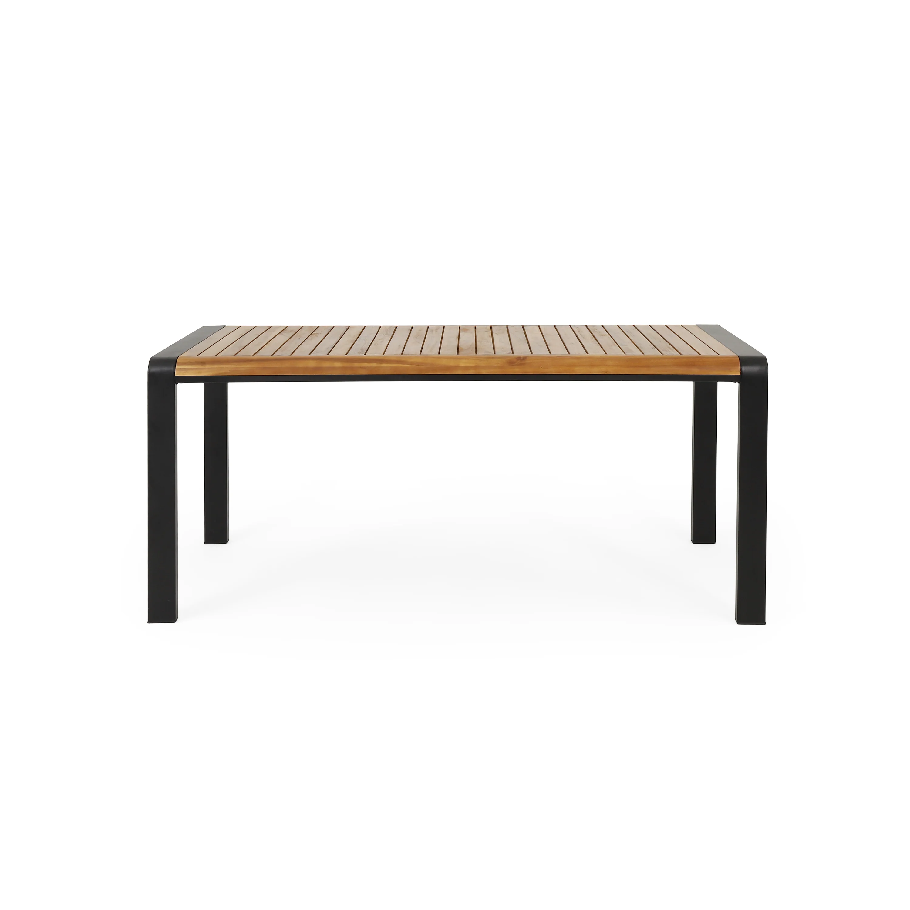 Roseland Outdoor Mesh and Acacia Wood 7 Piece Dining Set, Black and Teak - furnishings