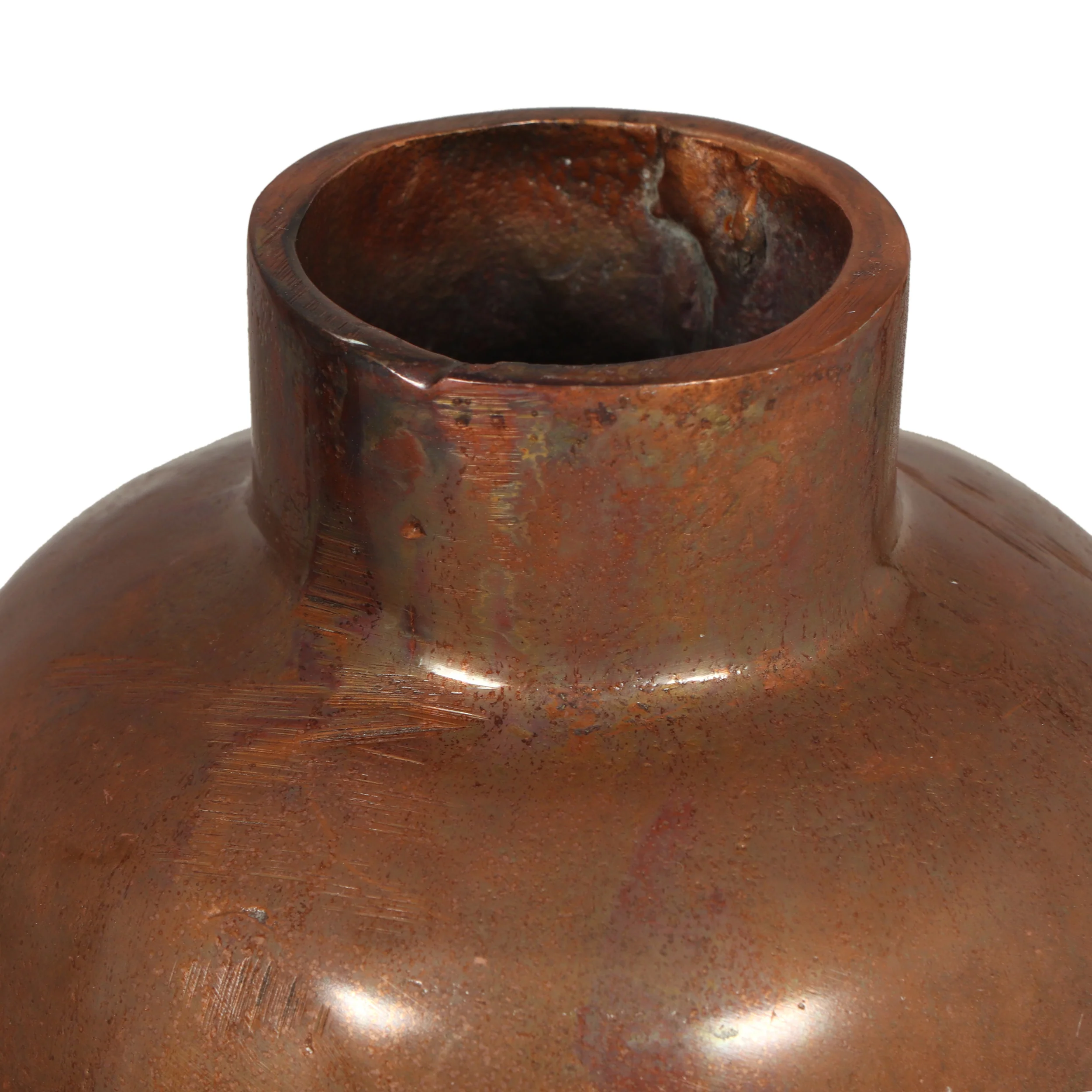 Schramling Handcrafted Aluminum Bottle Vase, Burnt Copper - furnishings