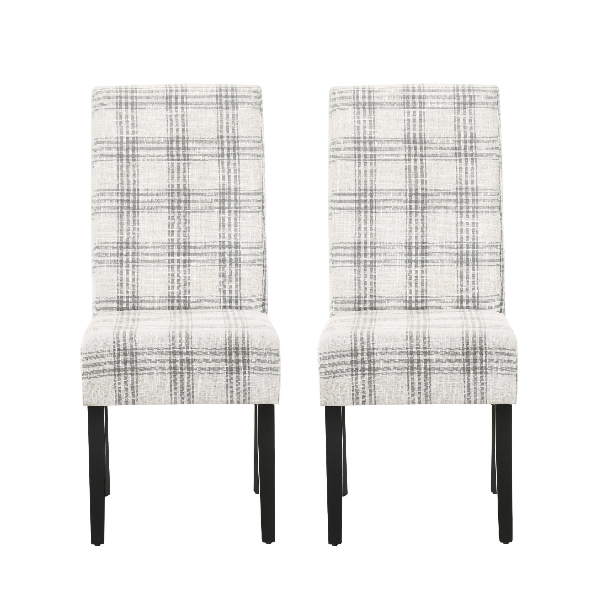 Percival Contemporary Upholstered Plaid Dining Chairs, Set of 2 - furnishings