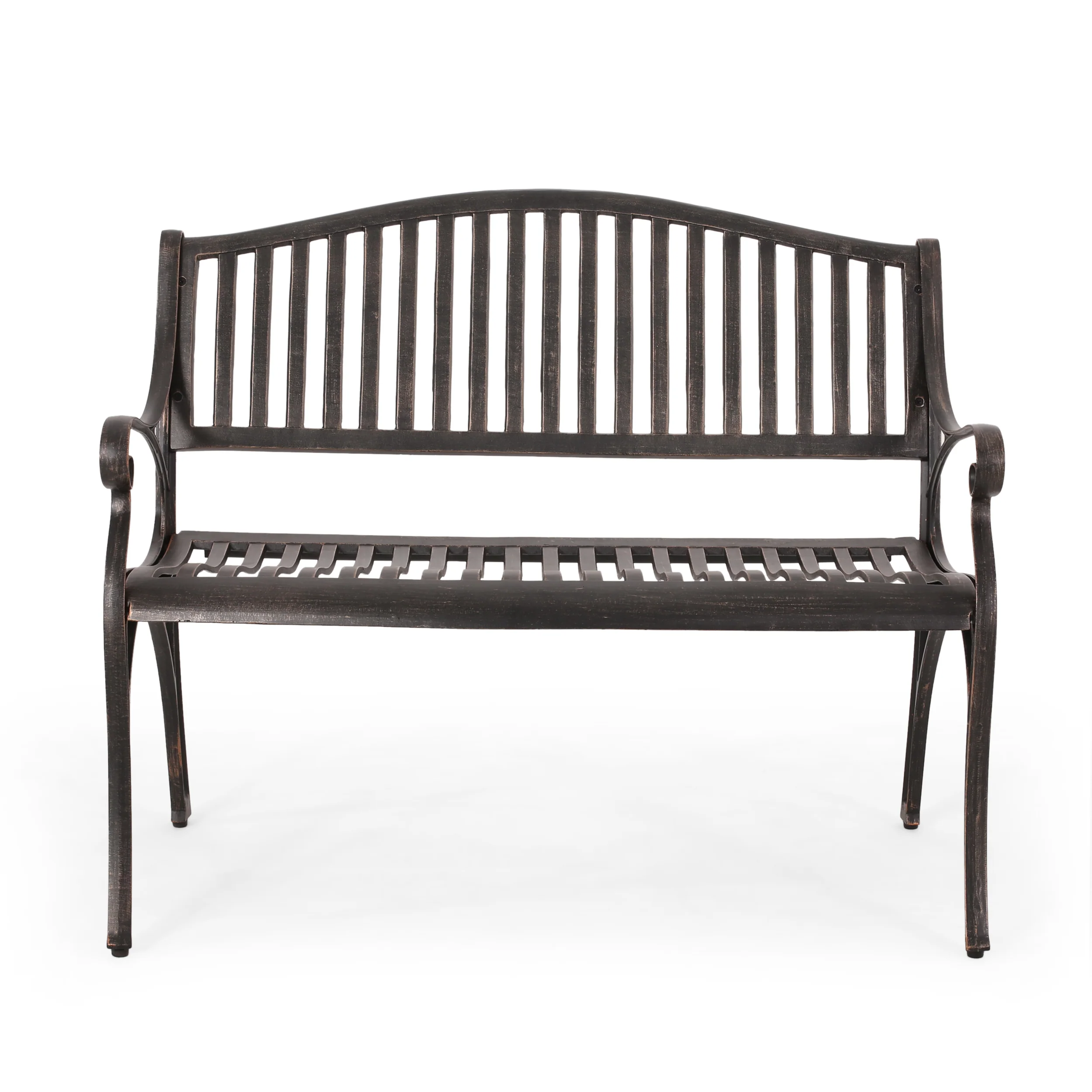Stassi Outdoor Traditional Cast Aluminum Bench - furnishings