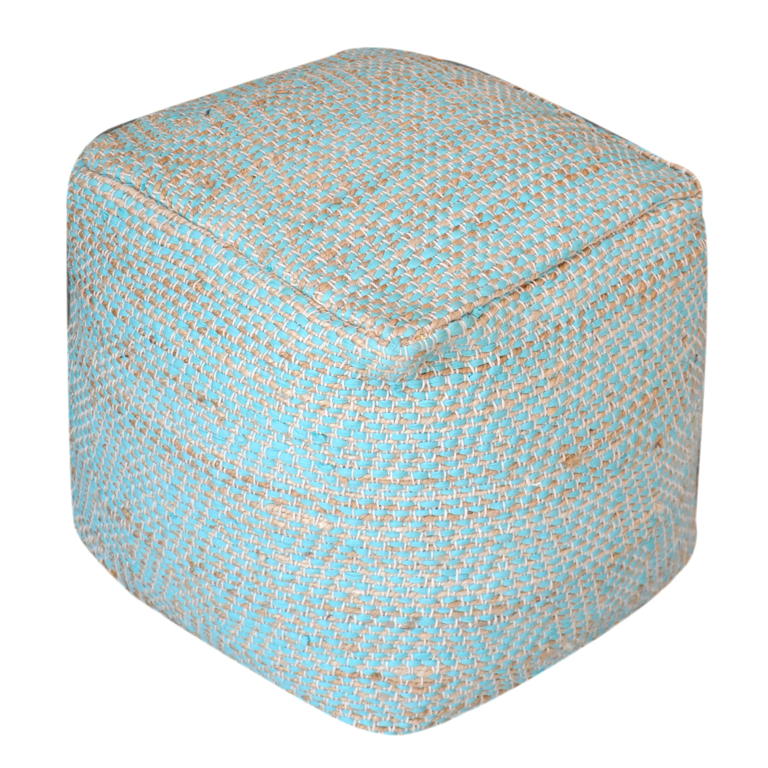 Ada Hand-Crafted Boho Fabric Cube Pouf - furnishings
