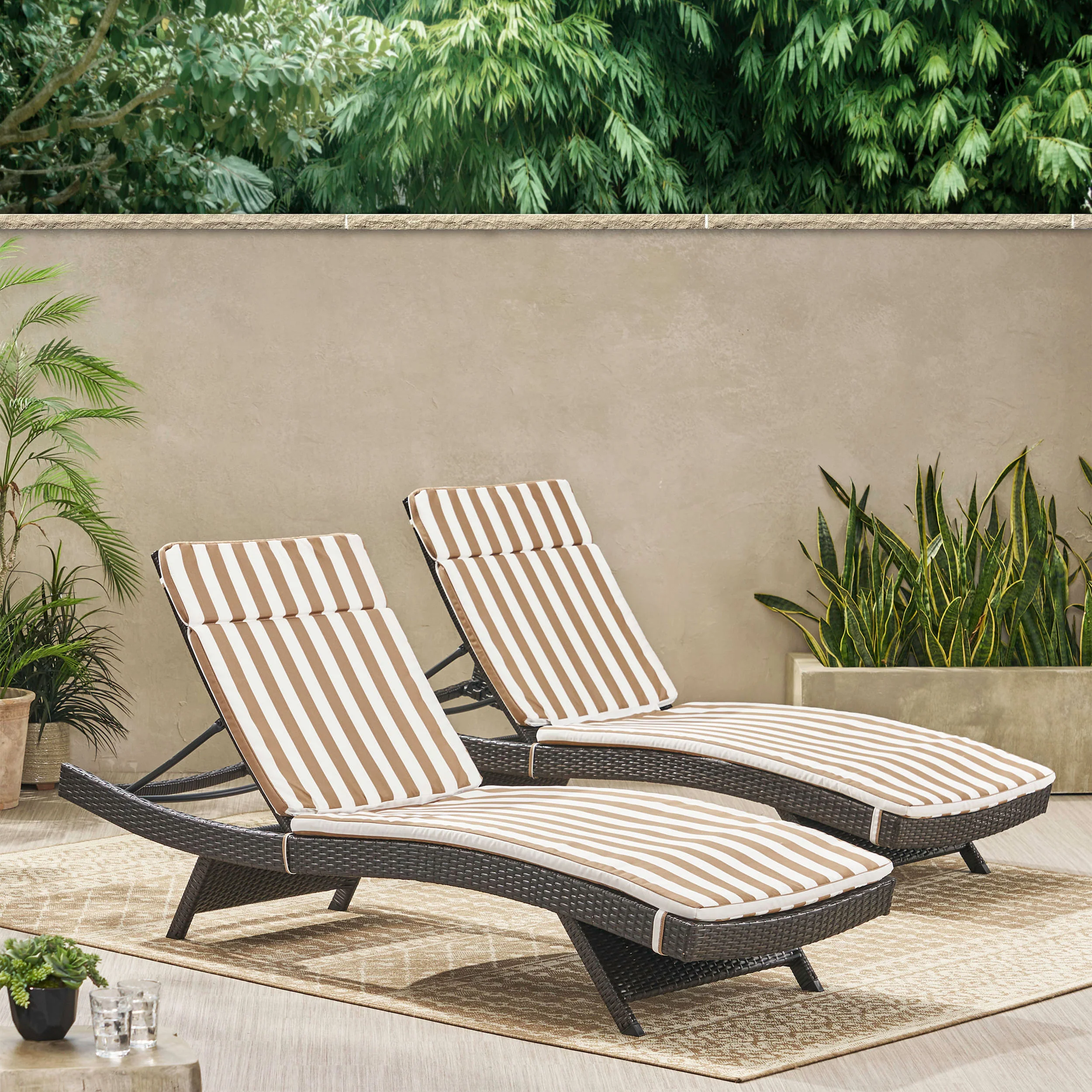 Albany Outdoor Water-Resistant Fabric Chaise Lounge Cushions (Set of 2) - furnishings