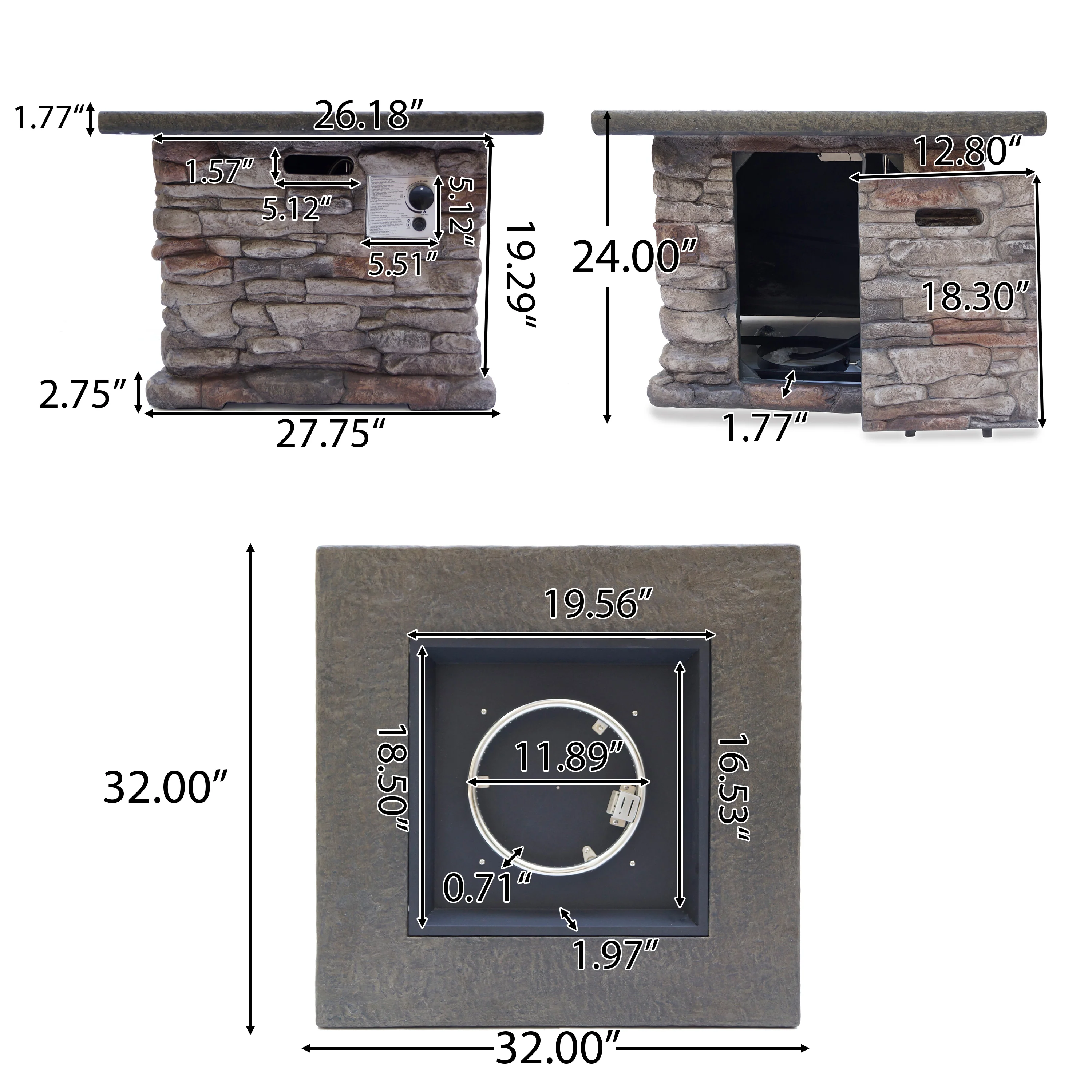 Stone Outdoor Natural Stone Finished Propane Fire Pit -- 40,000 BTU - furnishings