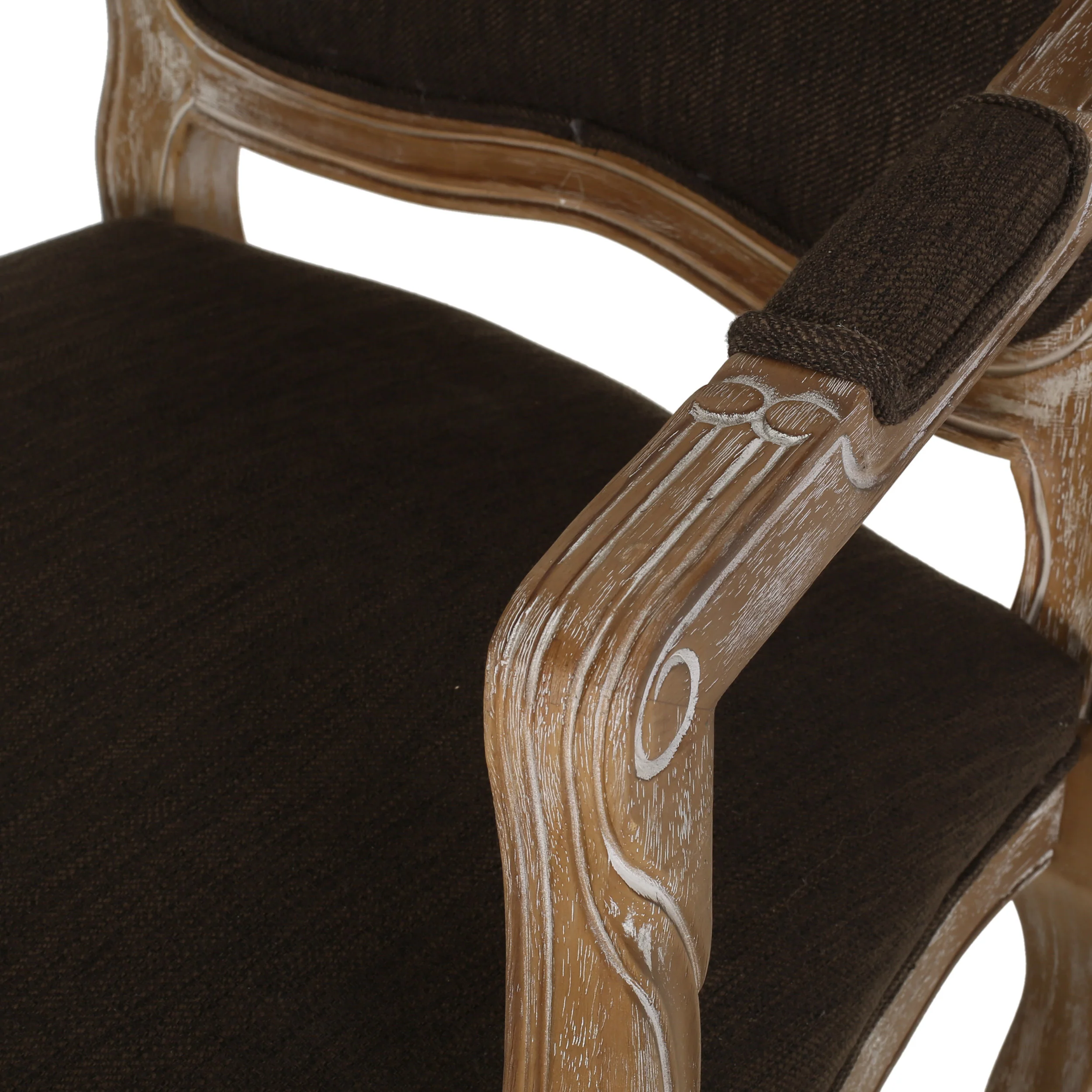 Stene French Country Wood Upholstered Dining Armchair - furnishings