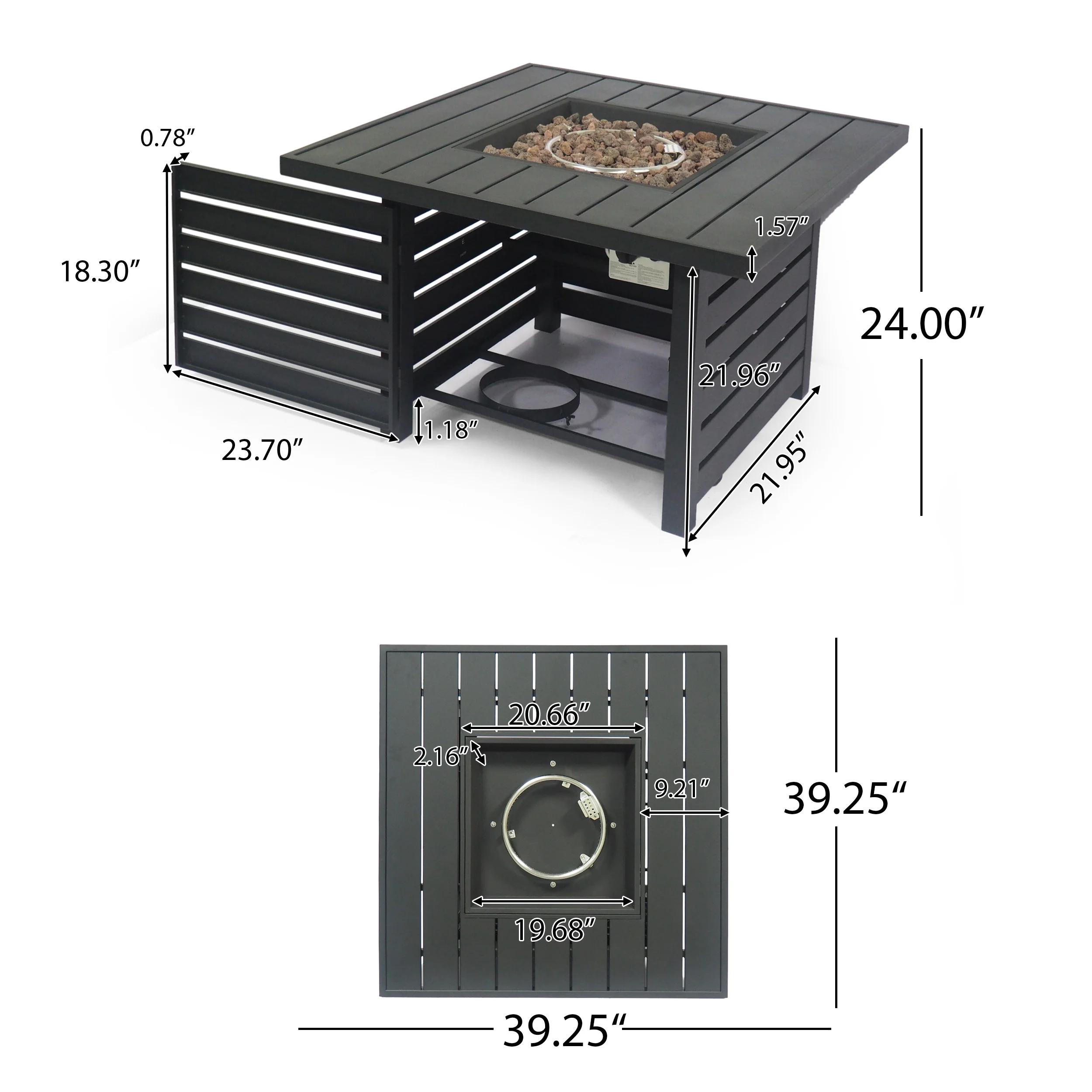 Moira Square Iron Fire Pit - furnishings