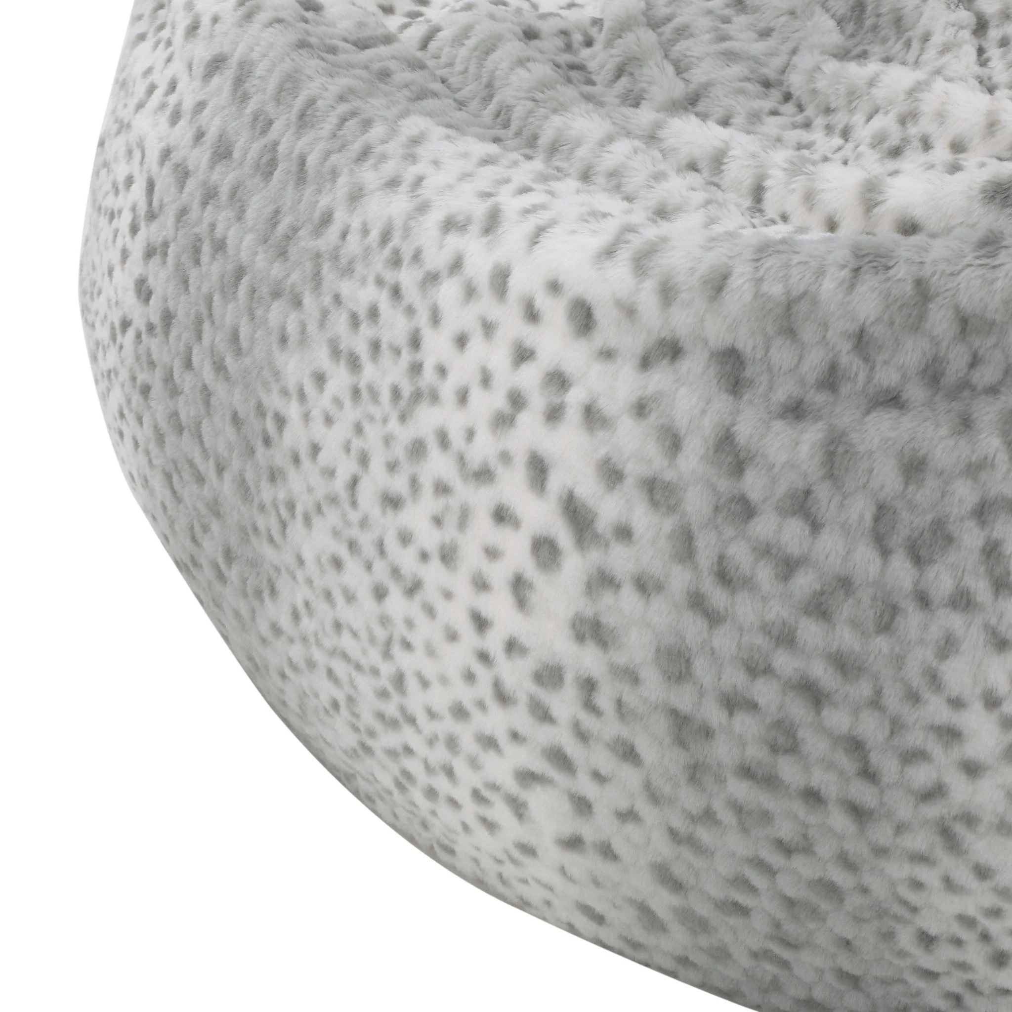 Macedonia Modern Glam 3 Ft Silver Dusk Faux Fur Bean Bag - furnishings