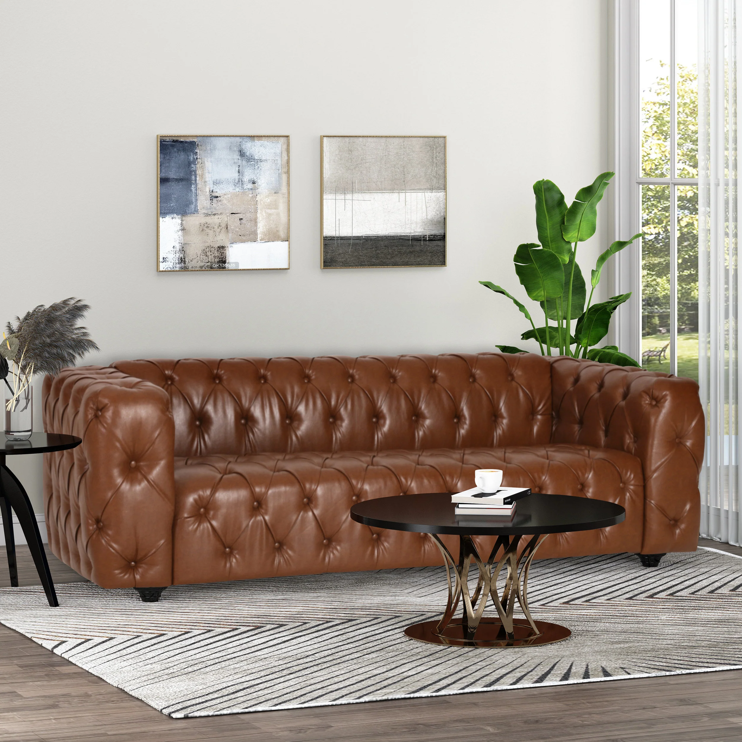 Marengo Contemporary Velvet Tufted 3 Seater Sofa - furnishings