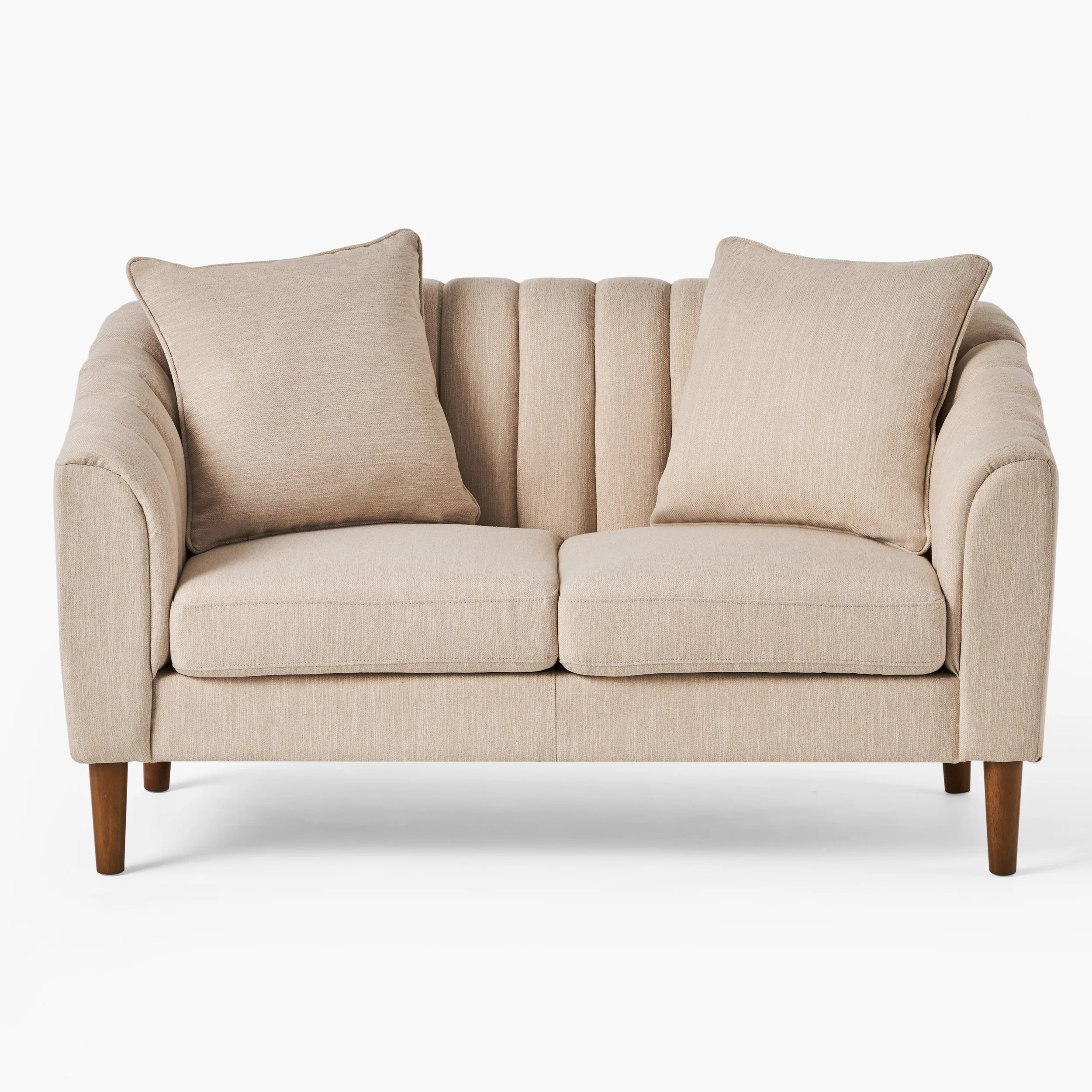 Reham Contemporary Channel Stitched Fabric Loveseat - furnishings