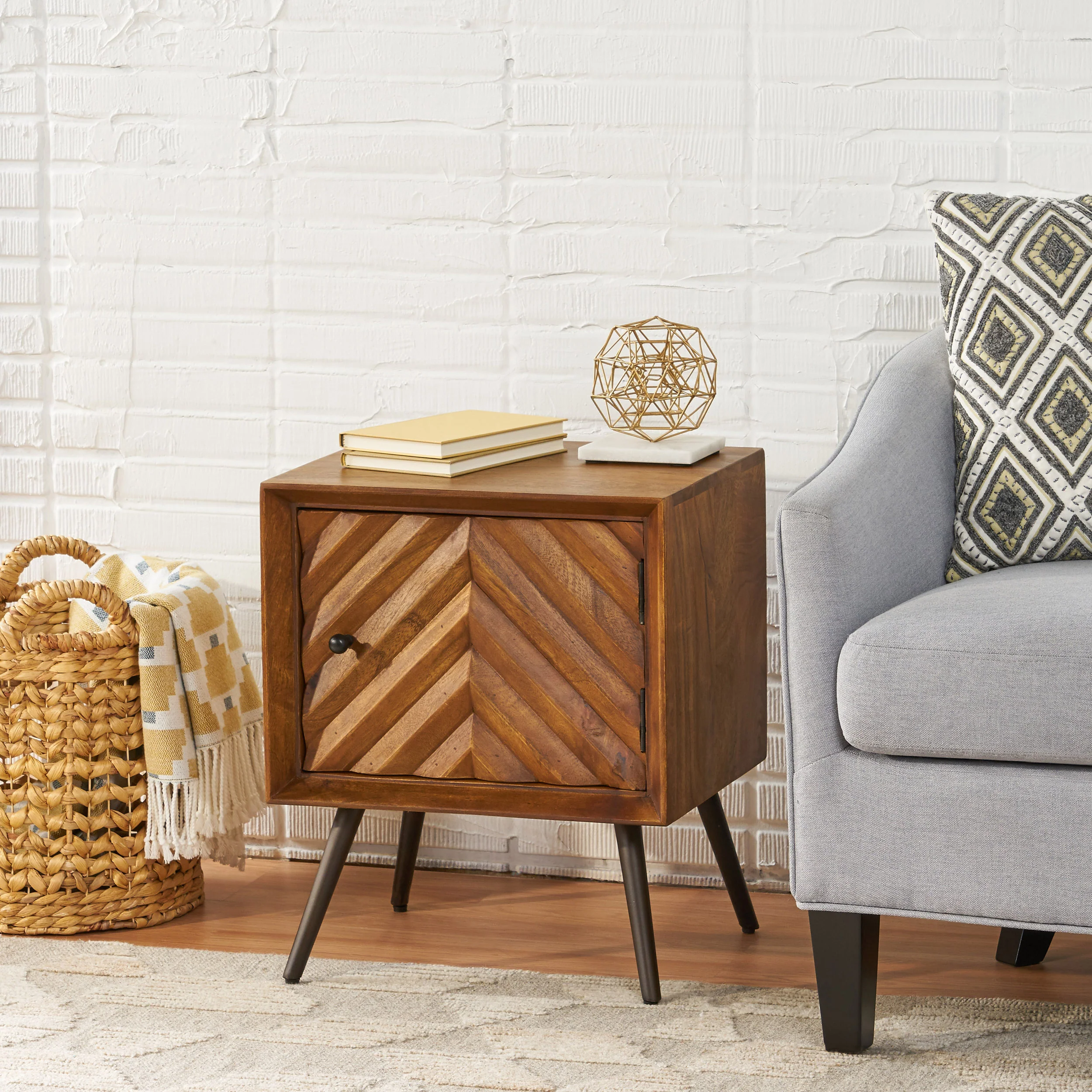 Riha Mid-Century Modern Mango Wood Cabinet - furnishings